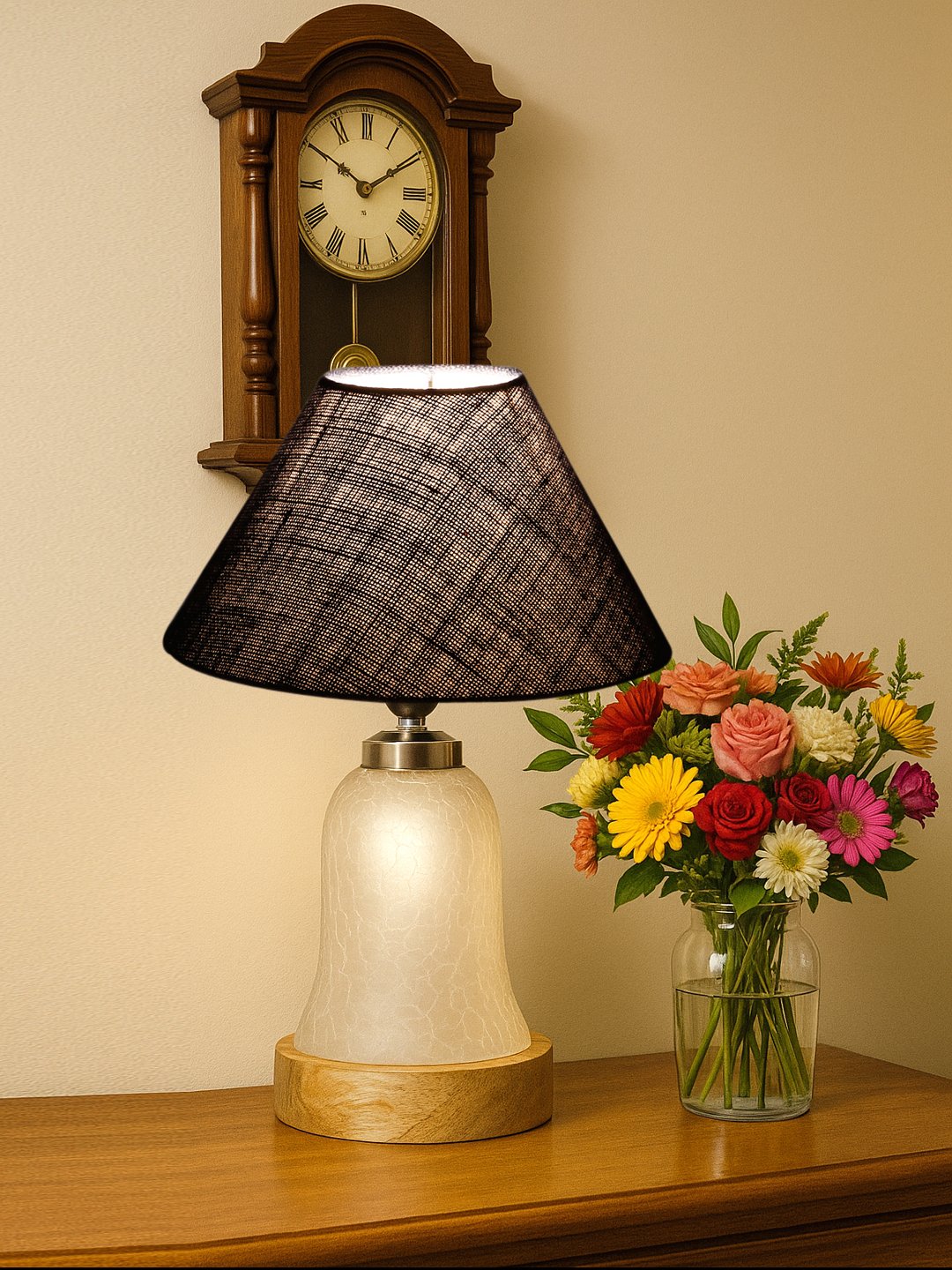 Ambika Home Blue Jute Milky Crinkle Table Lamp | Decorative Bedside Lamp for Bedroom, Living Room, Hall, Hotel, Café, Restaurant, Office & Study Room | E27 Compatible - Image 2
