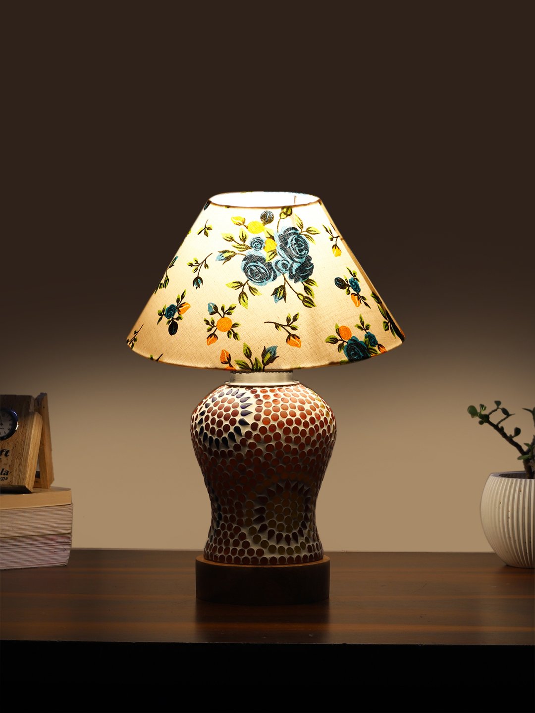 Ambika Home Multicolor Cotton Mosaic Glass Table Lamp | Decorative Bedside Lamp for Bedroom, Living Room, Hall, Hotel, Café, Restaurant, Office & Study Room | E27 Compatible - Image 3