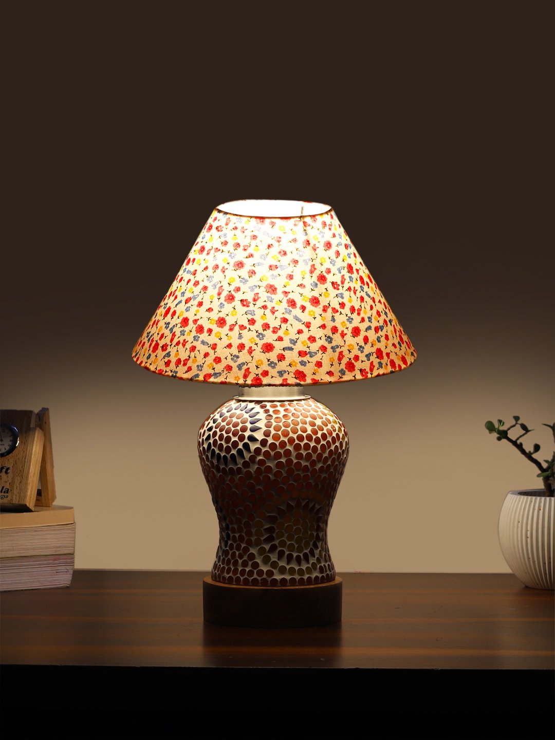 Ambika Home Multicolor Cotton Mosaic Glass Table Lamp | Decorative Bedside Lamp for Bedroom, Living Room, Hall, Hotel, Café, Restaurant, Office & Study Room | E27 Compatible - Image 3