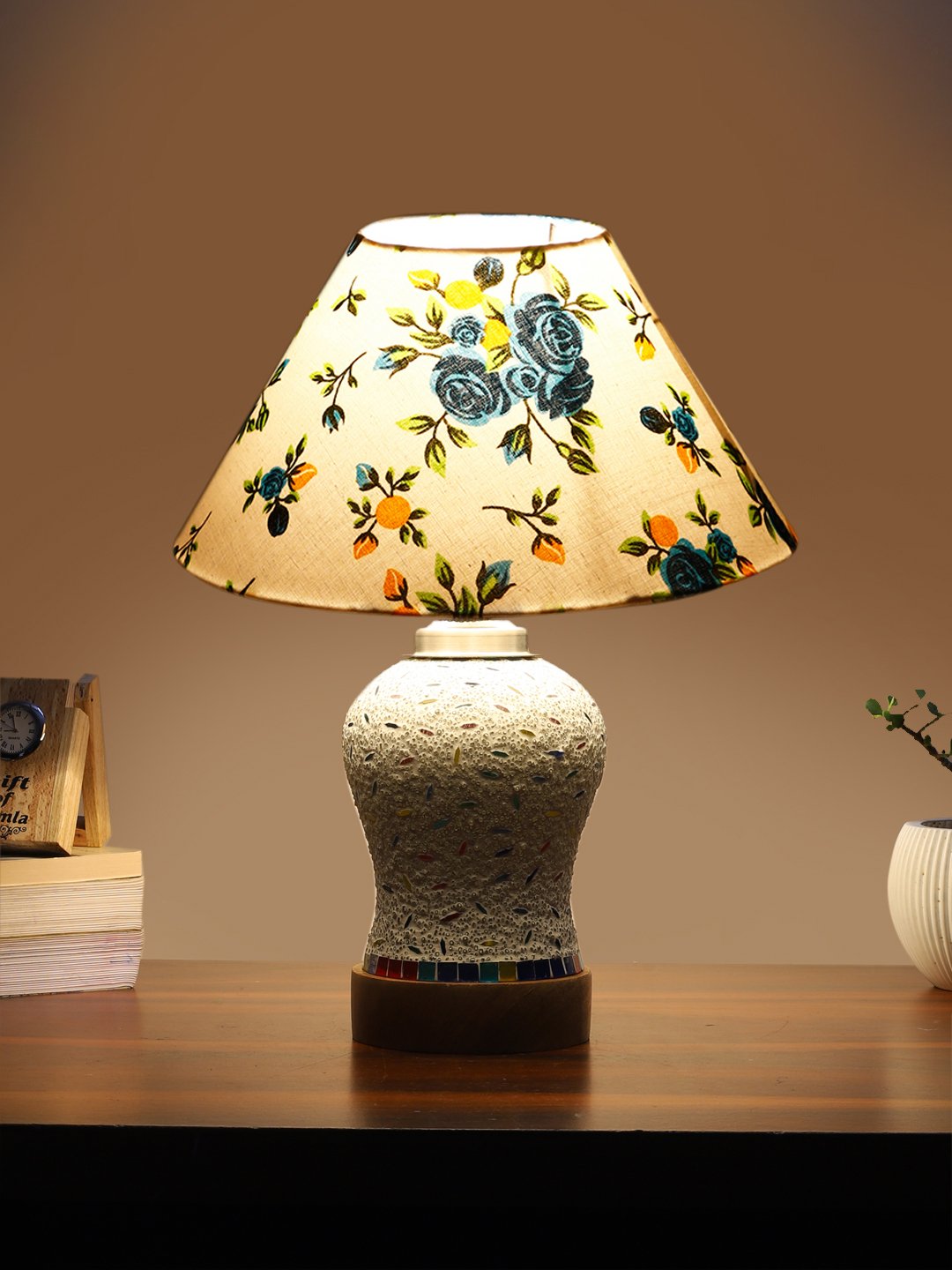 Ambika Home Multicolor Cotton Mosaic Glass Table Lamp | Decorative Bedside Lamp for Bedroom, Living Room, Hall, Hotel, Café, Restaurant, Office & Study Room | E27 Compatible - Image 3