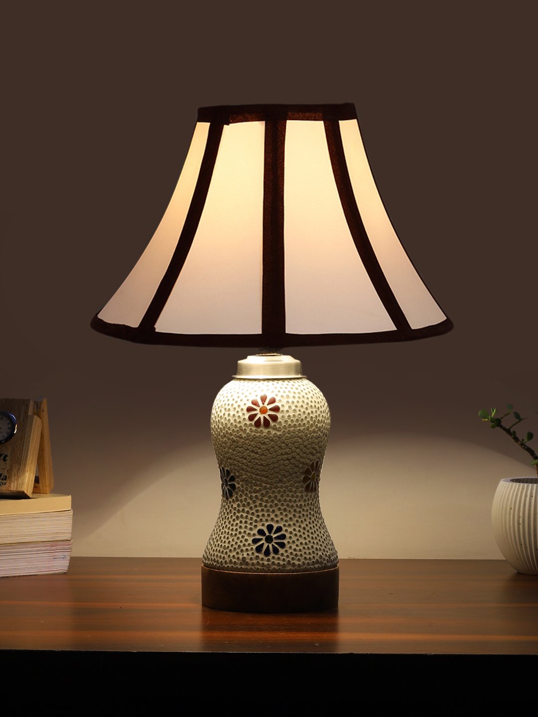 Ambika Home Multicolor Cotton Mosaic Glass Table Lamp | Decorative Bedside Lamp for Bedroom, Living Room, Hall, Hotel, Café, Restaurant, Office & Study Room | E27 Compatible - Image 3