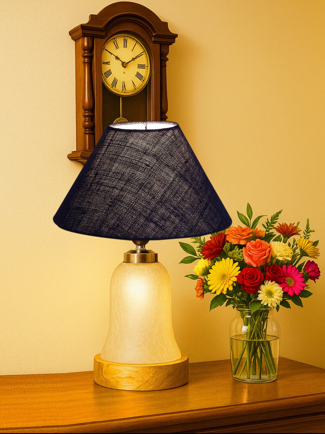 Ambika Home Blue Jute Milky Crinkle Table Lamp | Decorative Bedside Lamp for Bedroom, Living Room, Hall, Hotel, Café, Restaurant, Office & Study Room | E27 Compatible - Image 3