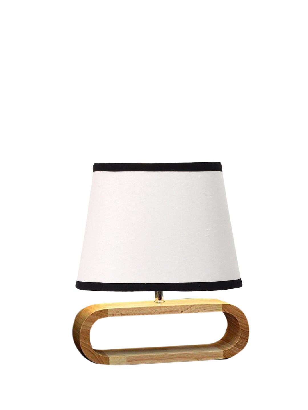 Ambika Home Multicolor cotton Oval Table Lamp with Natural Wood Base | Bedside, Living Room & Study Lamp | E27 Compatible - Image 3