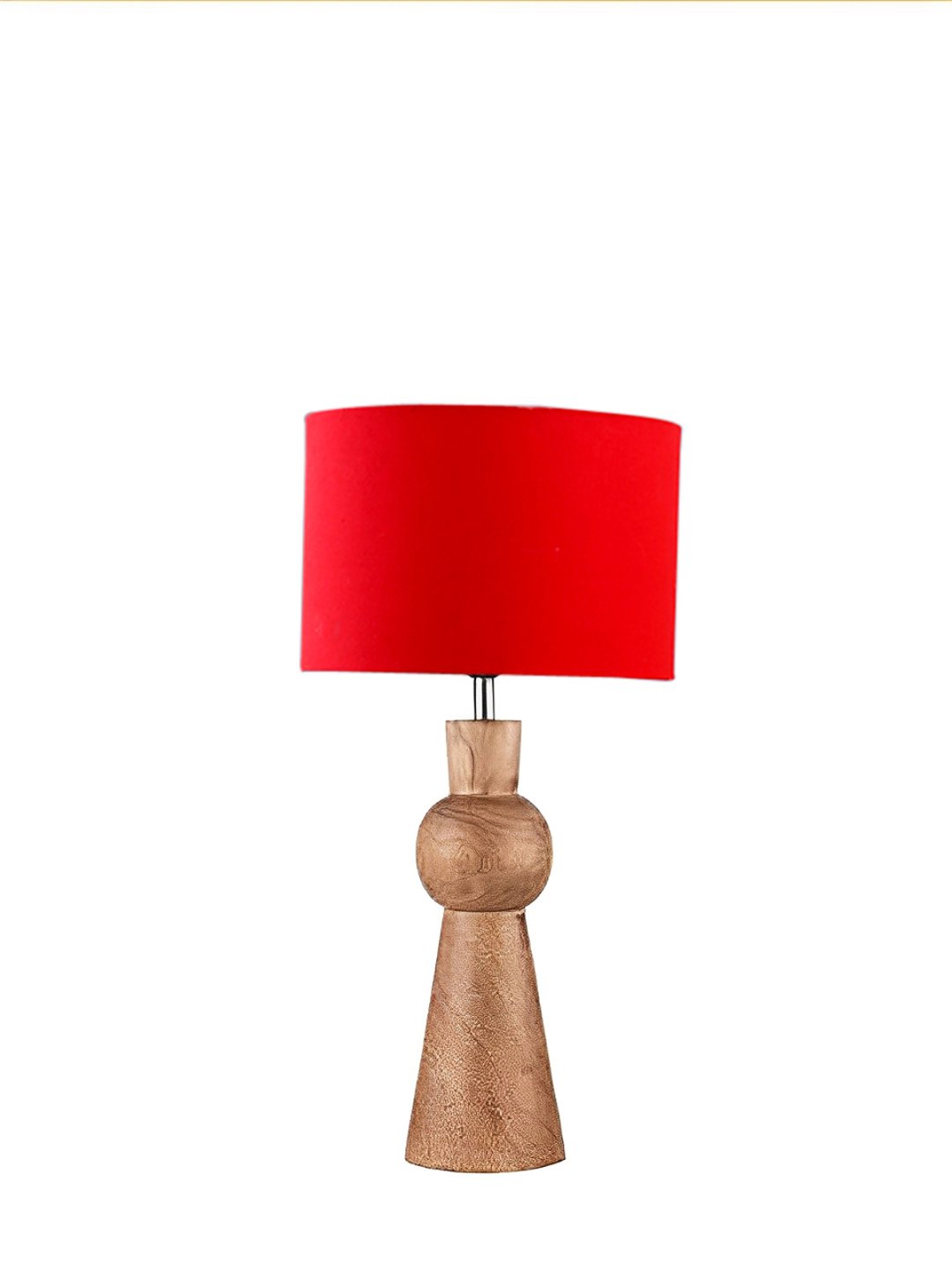 Ambika Home Red cotton Rocket Table Lamp with Wooden Base | Decorative Bedside Lamp for Bedroom, Living Room, Hall, Hotel, Café, Restaurant, Office & Study Room | E27 Compatible - Image 3