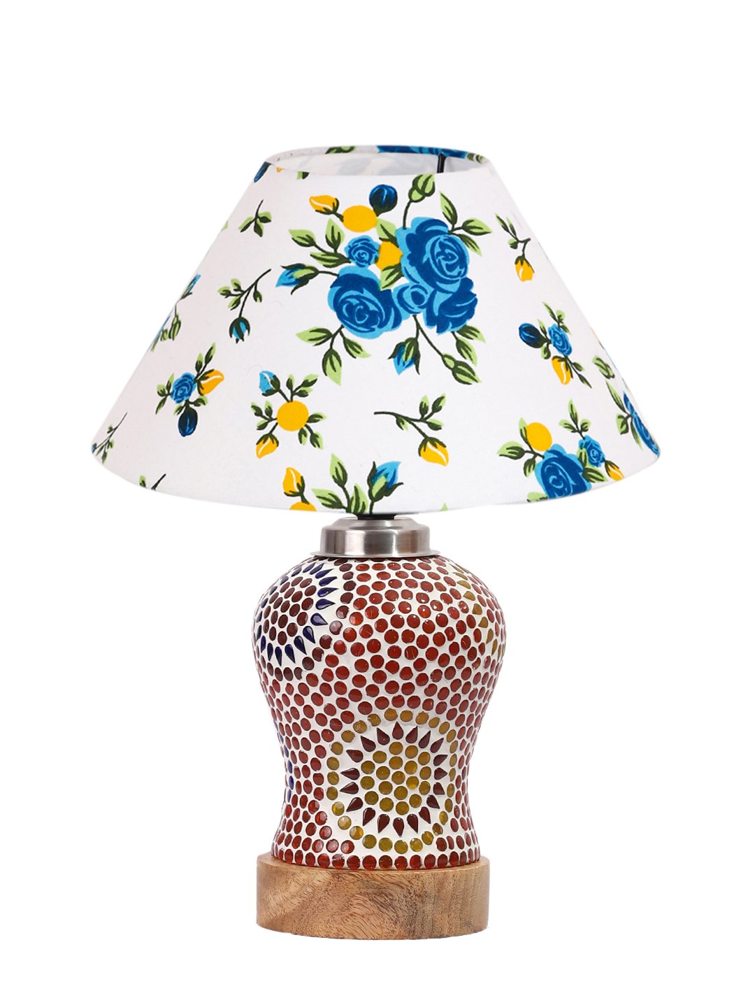 Ambika Home Multicolor Cotton Mosaic Glass Table Lamp | Decorative Bedside Lamp for Bedroom, Living Room, Hall, Hotel, Café, Restaurant, Office & Study Room | E27 Compatible - Image 4