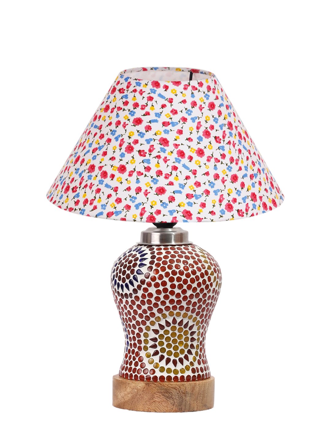 Ambika Home Multicolor Cotton Mosaic Glass Table Lamp | Decorative Bedside Lamp for Bedroom, Living Room, Hall, Hotel, Café, Restaurant, Office & Study Room | E27 Compatible - Image 4