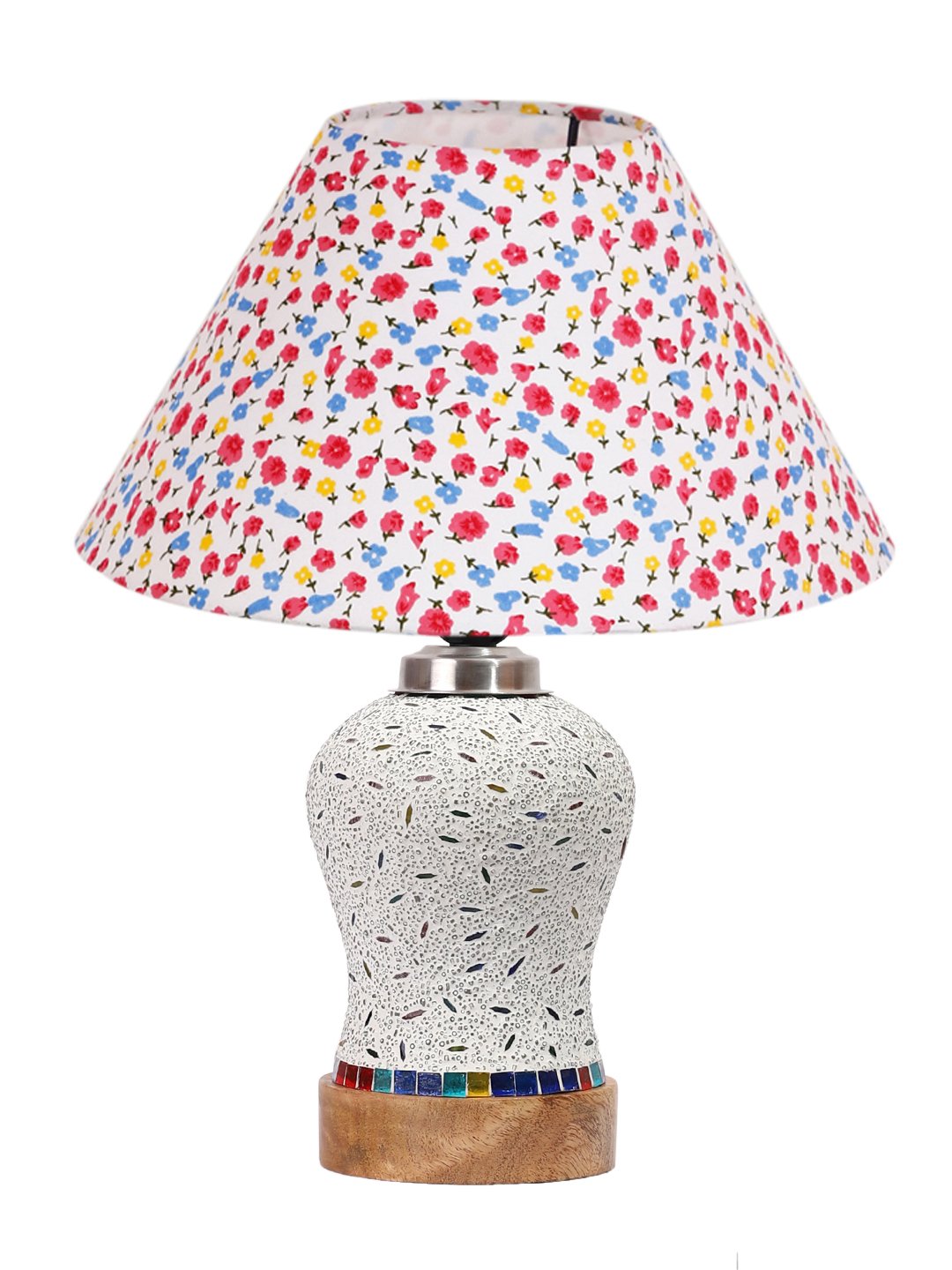 Ambika Home Multicolor Cotton Mosaic Glass Table Lamp | Decorative Bedside Lamp for Bedroom, Living Room, Hall, Hotel, Café, Restaurant, Office & Study Room | E27 Compatible - Image 4