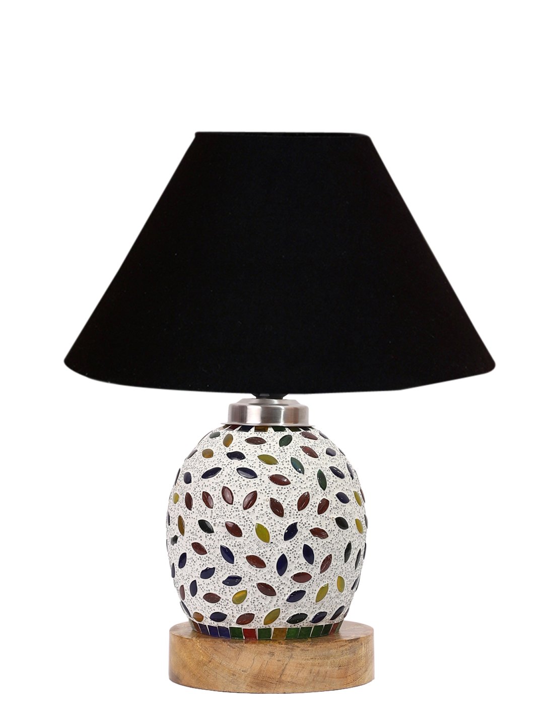 Ambika Home Black Cotton Mosaic Glass Table Lamp | Decorative Bedside Lamp for Bedroom, Living Room, Hall, Hotel, Café, Restaurant, Office & Study Room | E27 Compatible - Image 4