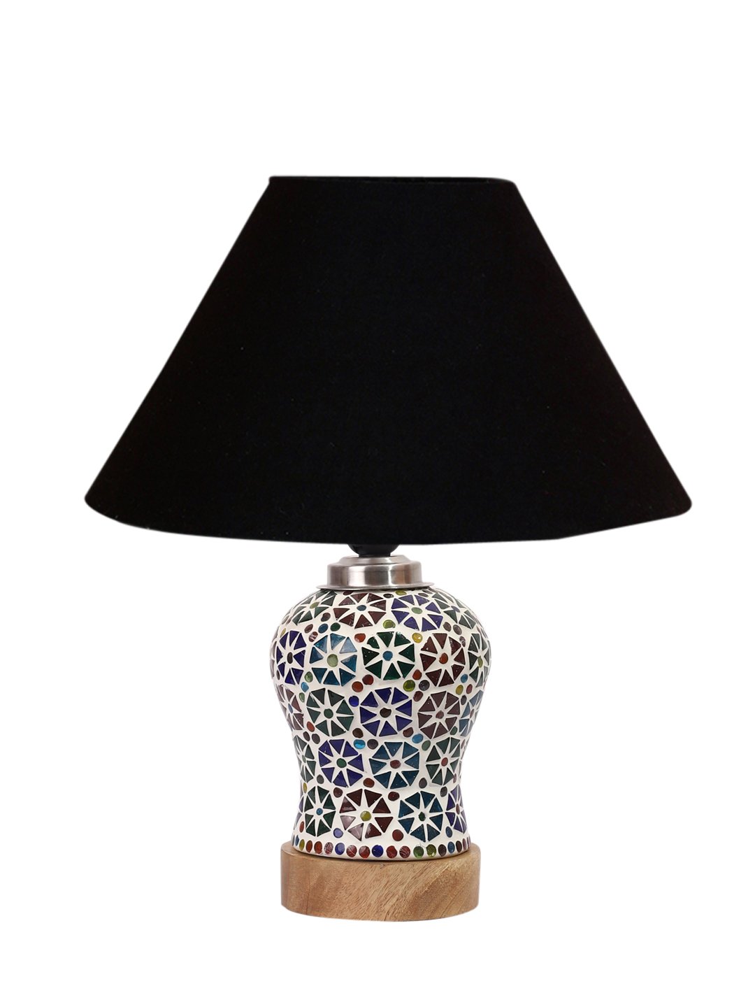 Ambika Home Black Cotton Mosaic Glass Table Lamp | Decorative Bedside Lamp for Bedroom, Living Room, Hall, Hotel, Café, Restaurant, Office & Study Room | E27 Compatible - Image 4