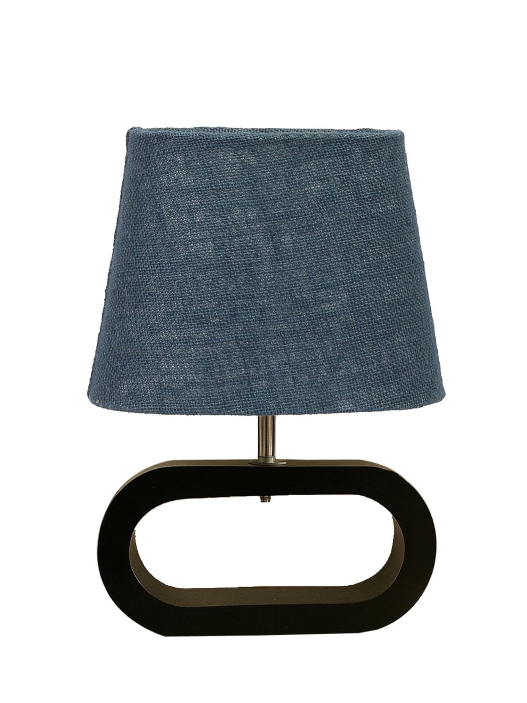 Ambika Home Blue Jute Oval Table Lamp with Black Wood Base | Bedside, Living Room & Study Lamp | E27 Compatible - Image 3