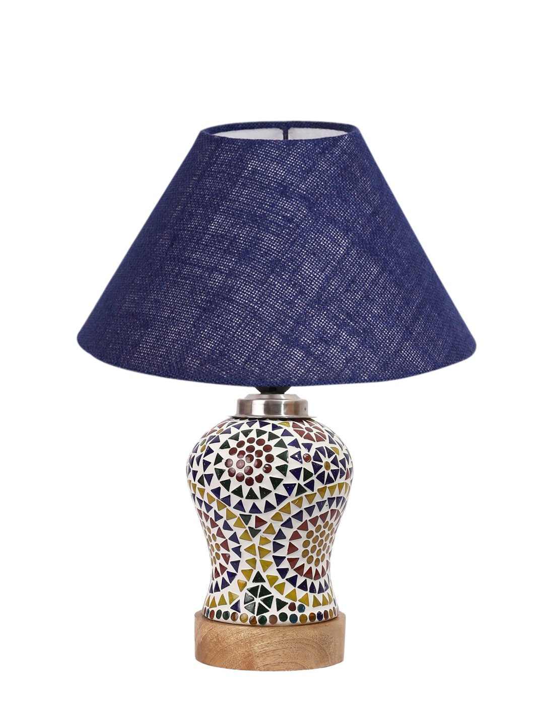 Ambika Home Blue Jute Mosaic Glass Table Lamp | Decorative Bedside Lamp for Bedroom, Living Room, Hall, Hotel, Café, Restaurant, Office & Study Room | E27 Compatible - Image 4