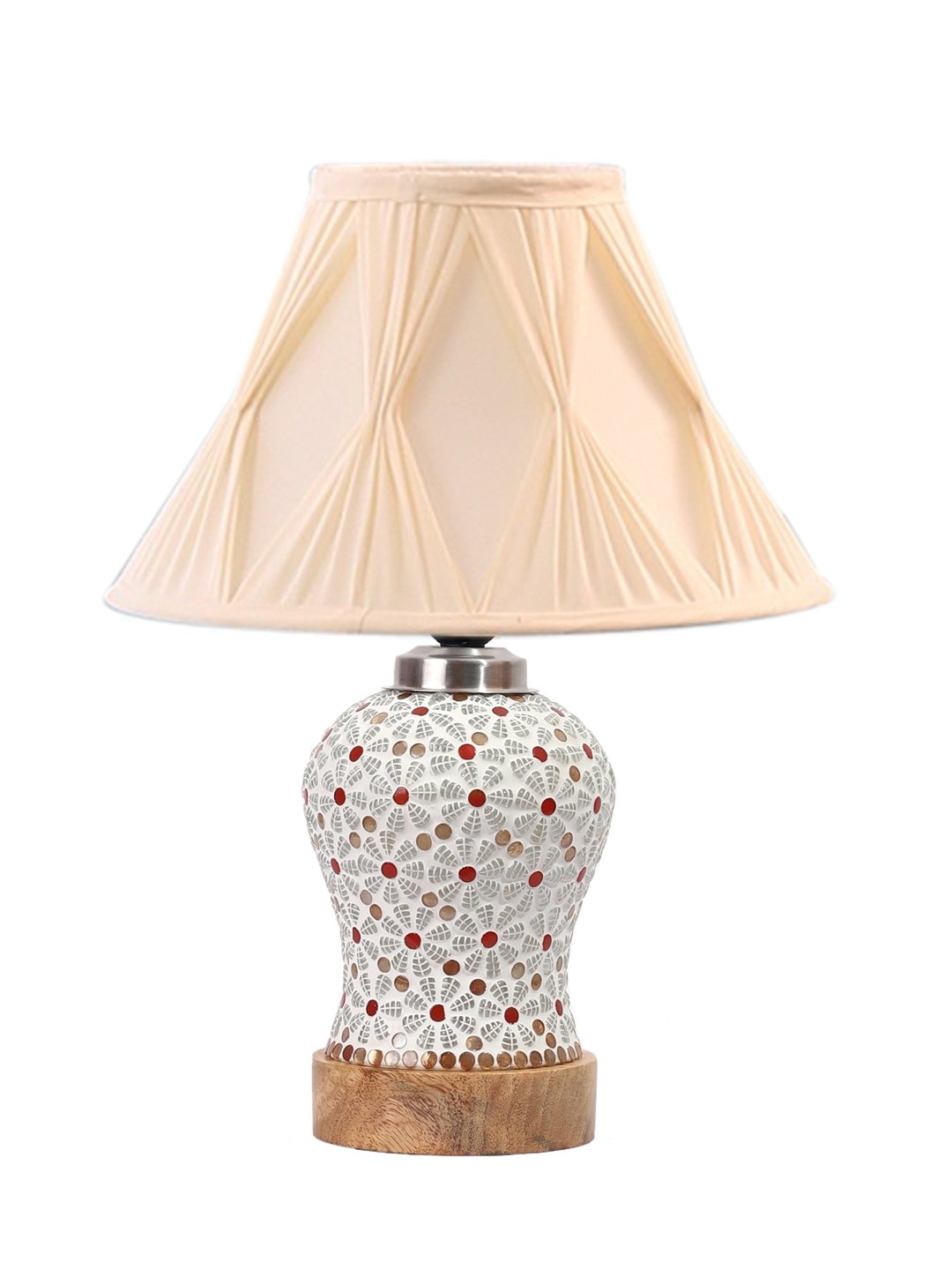 Ambika Home Multicolor Cotton Mosaic Glass Table Lamp | Decorative Bedside Lamp for Bedroom, Living Room, Hall, Hotel, Café, Restaurant, Office & Study Room | E27 Compatible - Image 4