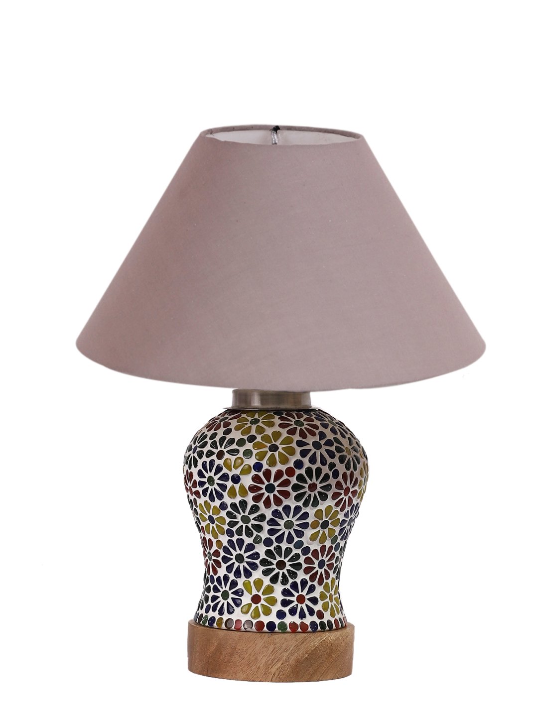 Ambika Home Grey Cotton Mosaic Glass Table Lamp | Decorative Bedside Lamp for Bedroom, Living Room, Hall, Hotel, Café, Restaurant, Office & Study Room | E27 Compatible - Image 4