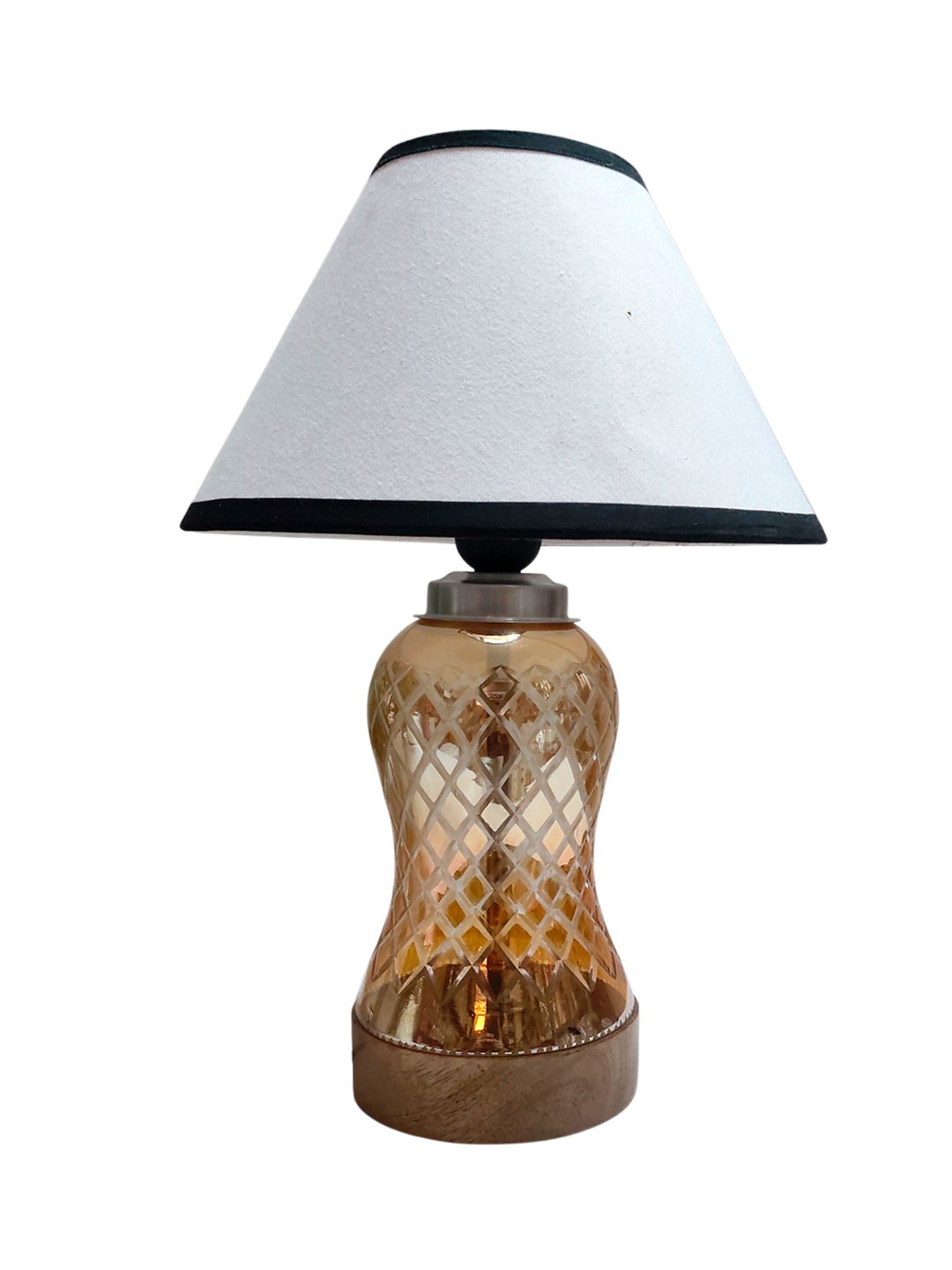 Ambika Home White & Black Cotton Lavender Glass Table Lamp | Decorative Bedside Lamp for Bedroom, Living Room, Hall, Hotel, Café, Restaurant, Office & Study Room | E27 Compatible - Image 4