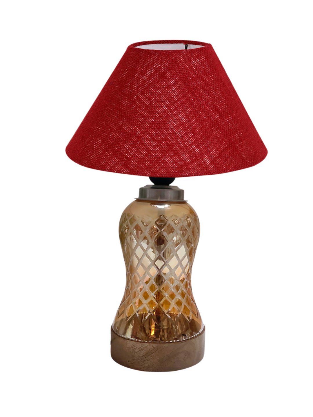 Ambika Home Maroon Jute Lavender Glass Table Lamp | Decorative Bedside Lamp for Bedroom, Living Room, Hall, Hotel, Café, Restaurant, Office & Study Room | E27 Compatible - Image 4