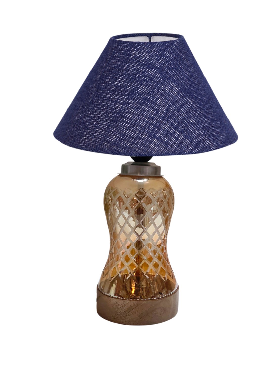 Ambika Home Blue Jute Lavender Glass Table Lamp | Decorative Bedside Lamp for Bedroom, Living Room, Hall, Hotel, Café, Restaurant, Office & Study Room | E27 Compatible - Image 4
