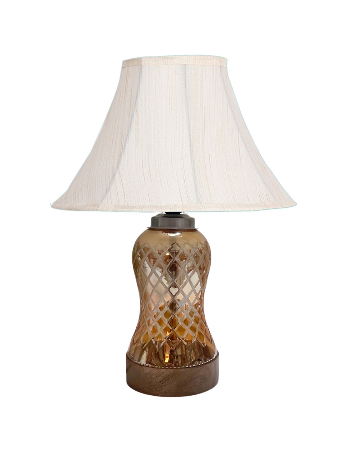 Ambika Home off-white Cotton Lavender Glass Table Lamp | Decorative Bedside Lamp for Bedroom, Living Room, Hall, Hotel, Café, Restaurant, Office & Study Room | E27 Compatible - Image 4
