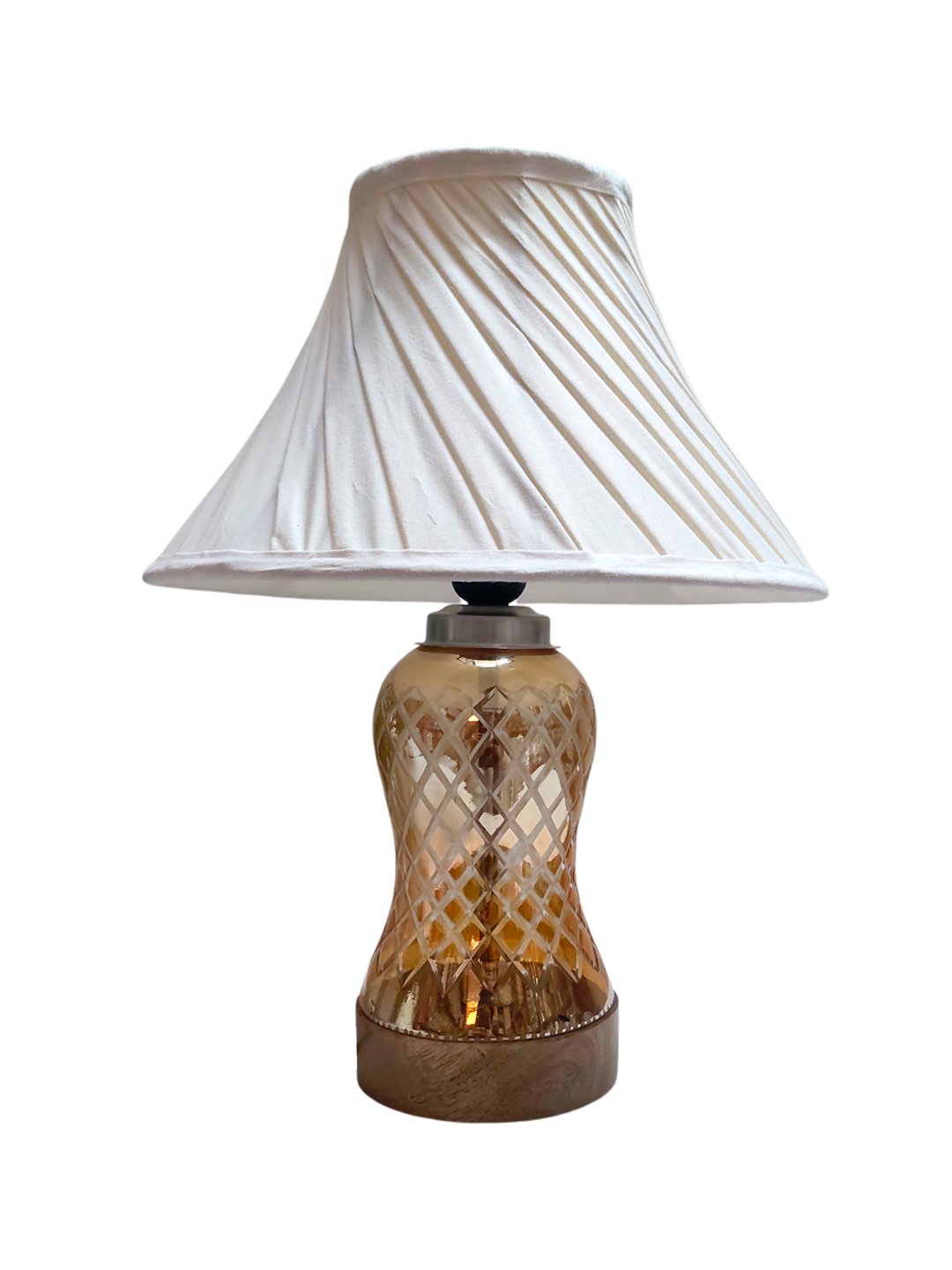 Ambika Home off-white Cotton Lavender Glass Table Lamp | Decorative Bedside Lamp for Bedroom, Living Room, Hall, Hotel, Café, Restaurant, Office & Study Room | E27 Compatible - Image 4
