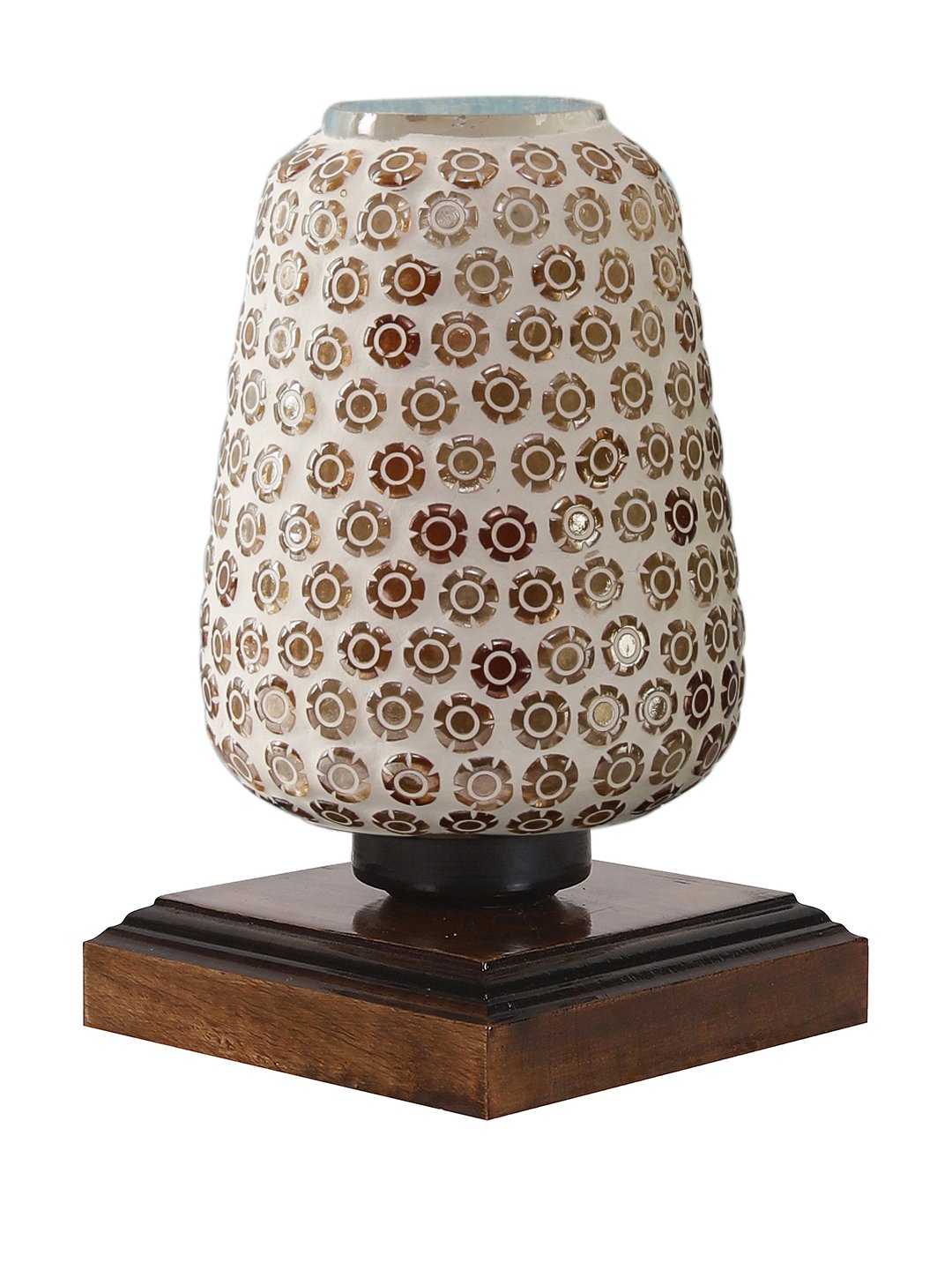 Ambika Home Nordic Mosaic Multicolor Mosaic Glass Table Lamp with Wooden Base | Premium Bedside Lamp for Bedroom, Living Room, Hall, Hotel, Café, Restaurant & Office | E27 Compatible - Image 4