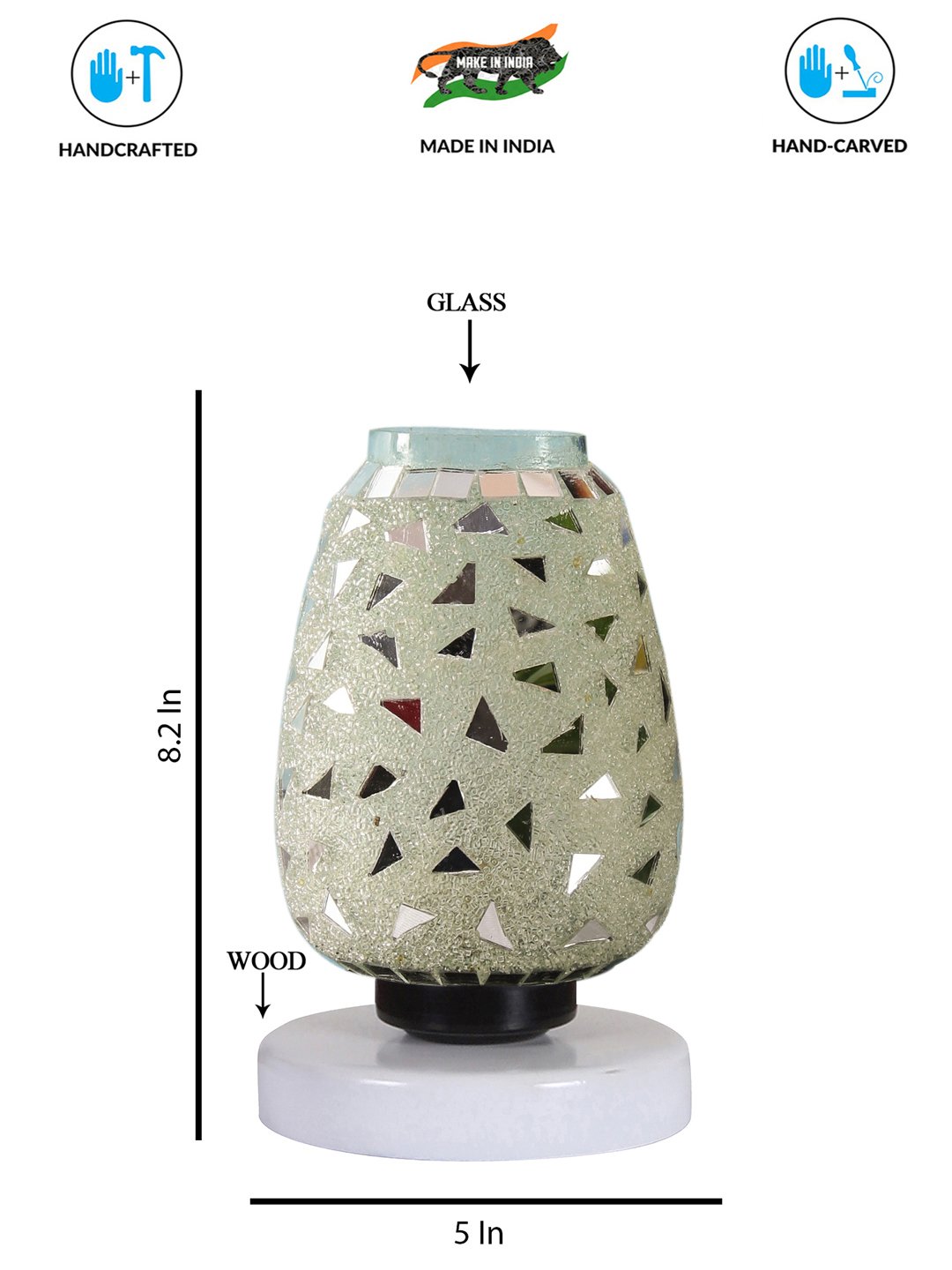 Ambika Home Aurelia Mosaic Multicolor Mosaic Glass Table Lamp with Wooden Base | Premium Bedside Lamp for Bedroom, Living Room, Hall, Hotel, Café, Restaurant & Office | E27 Compatible - Image 4