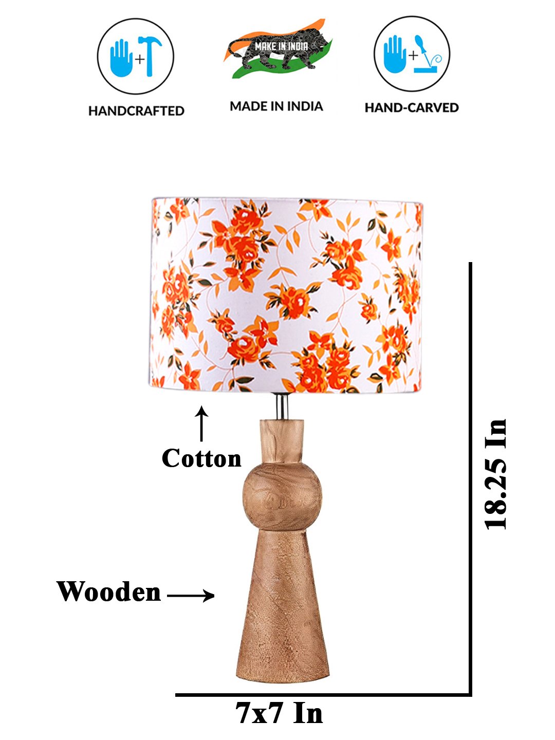 Ambika Home Multicolor cotton Rocket Table Lamp with Wooden Base | Decorative Bedside Lamp for Bedroom, Living Room, Hall, Hotel, Café, Restaurant, Office & Study Room | E27 Compatible - Image 4