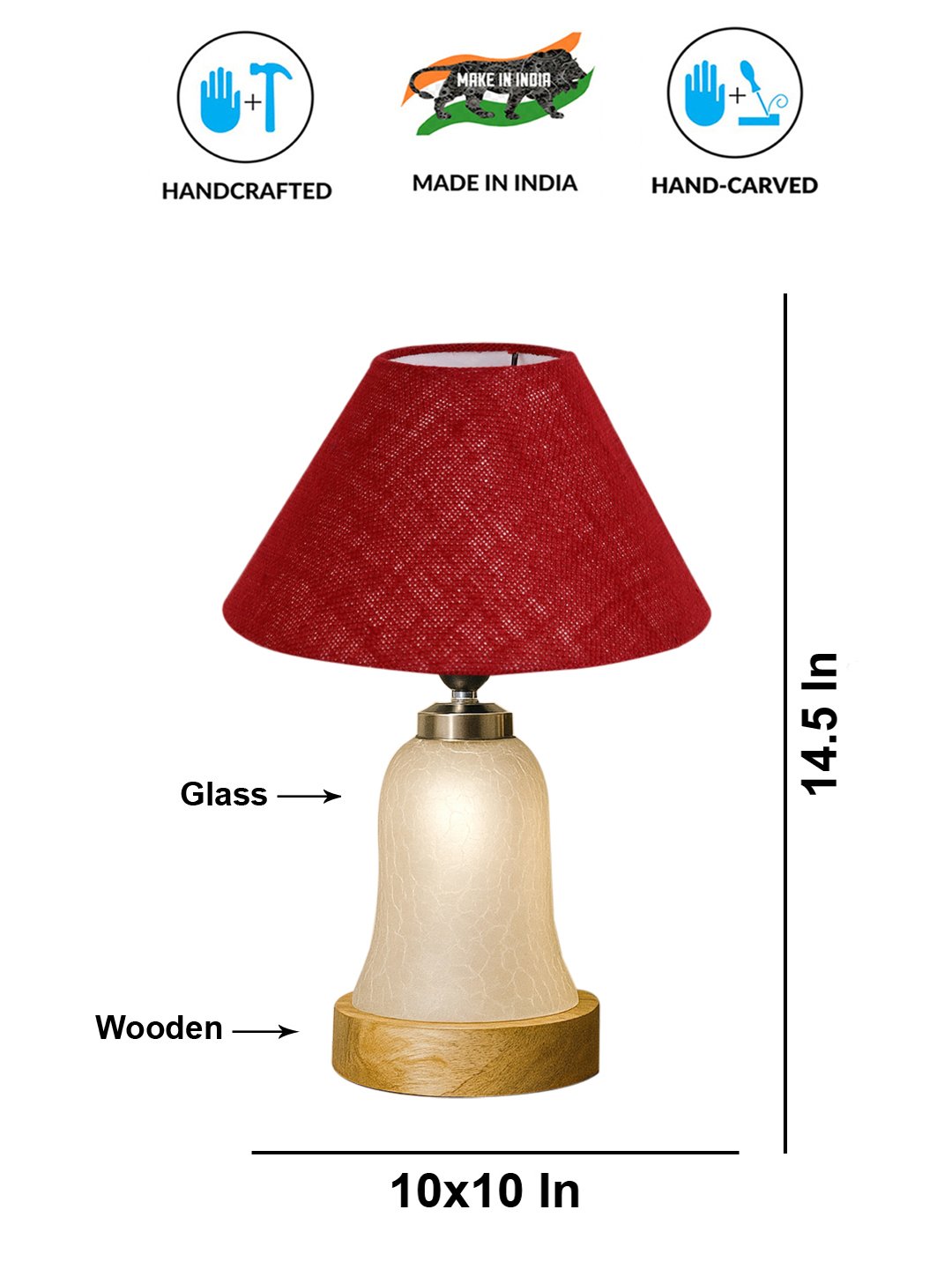 Ambika Home Maroon Jute Milky Crinkle Table Lamp | Decorative Bedside Lamp for Bedroom, Living Room, Hall, Hotel, Café, Restaurant, Office & Study Room | E27 Compatible - Image 5