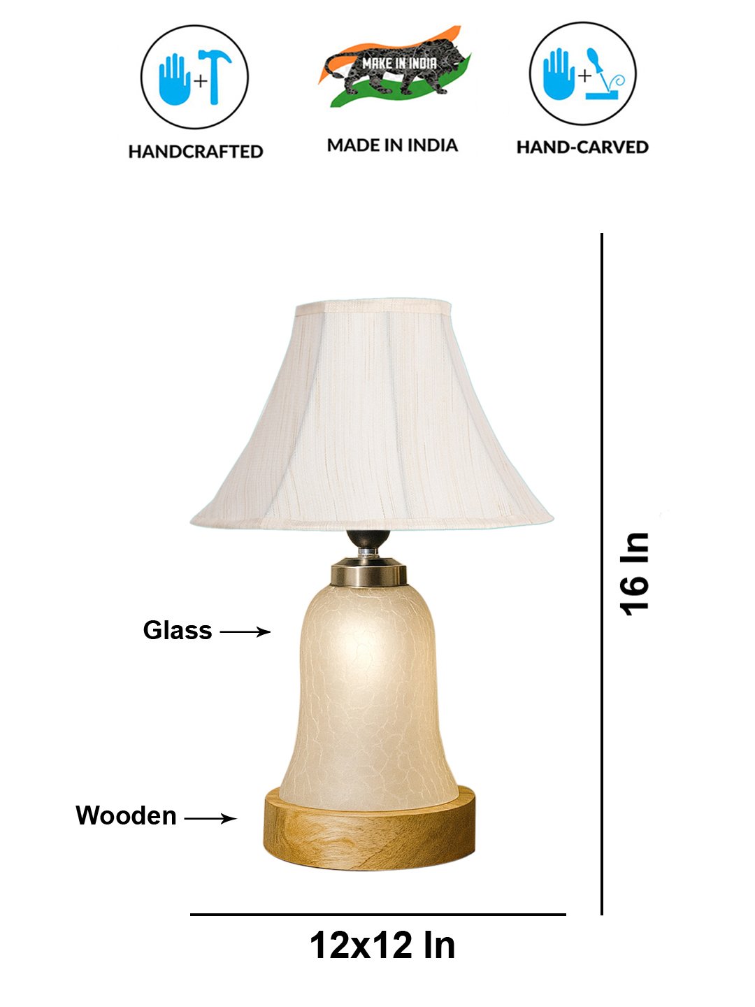 Ambika Home off-white Cotton Milky Crinkle Table Lamp | Decorative Bedside Lamp for Bedroom, Living Room, Hall, Hotel, Café, Restaurant, Office & Study Room | E27 Compatible - Image 5