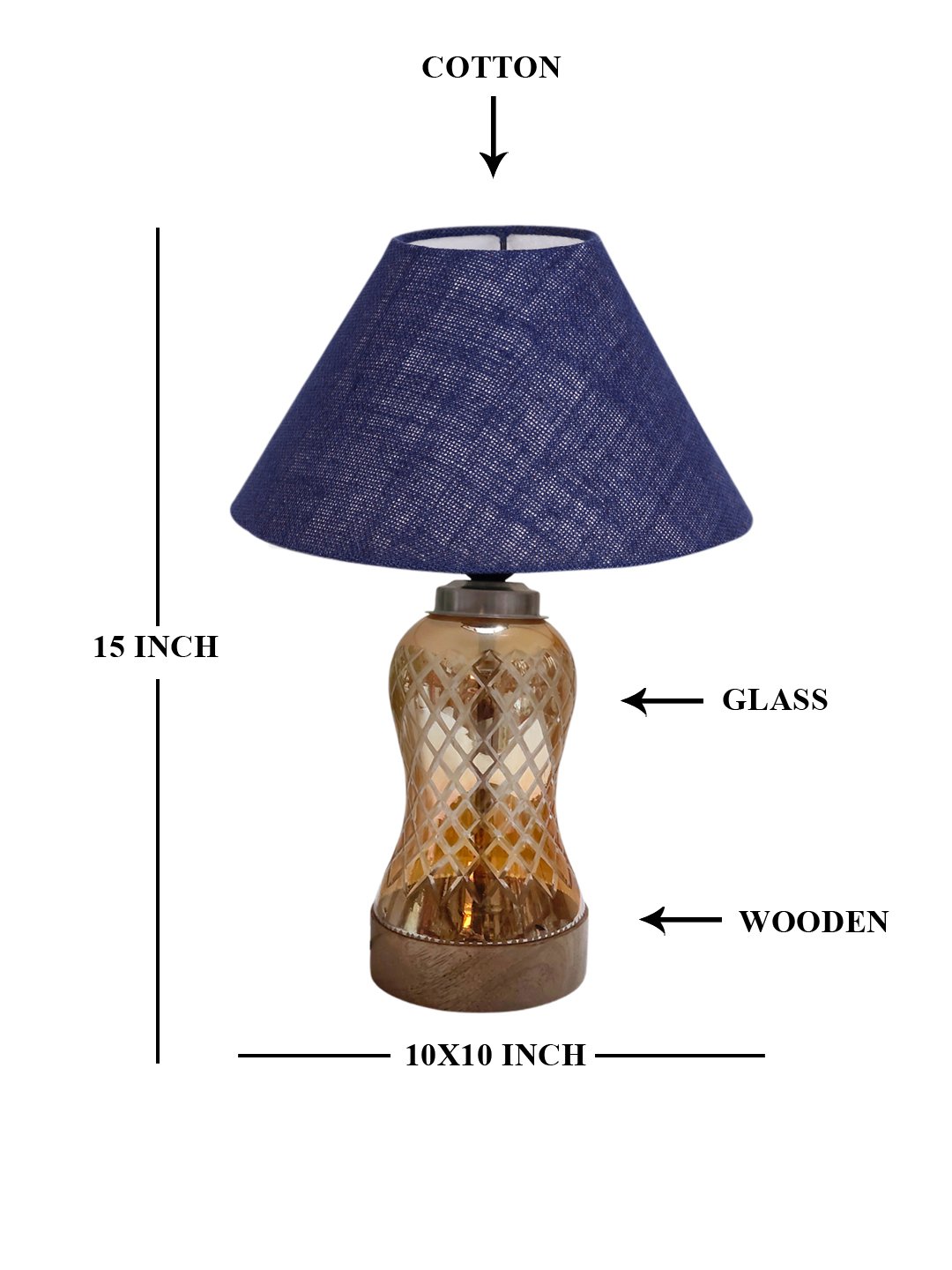 Ambika Home Blue Jute Lavender Glass Table Lamp | Decorative Bedside Lamp for Bedroom, Living Room, Hall, Hotel, Café, Restaurant, Office & Study Room | E27 Compatible - Image 5