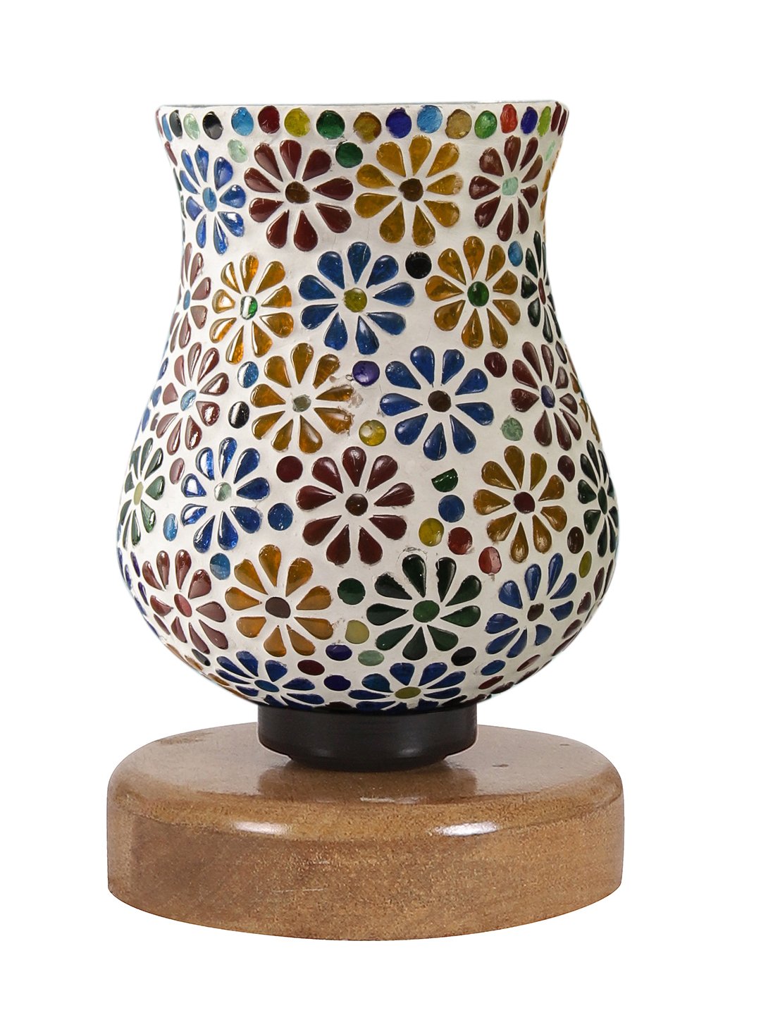 Ambika Home Verona Mosaic Multicolor Mosaic Glass Table Lamp with Wooden Base | Premium Bedside Lamp for Bedroom, Living Room, Hall, Hotel, Café, Restaurant & Office | E27 Compatible - Image 5