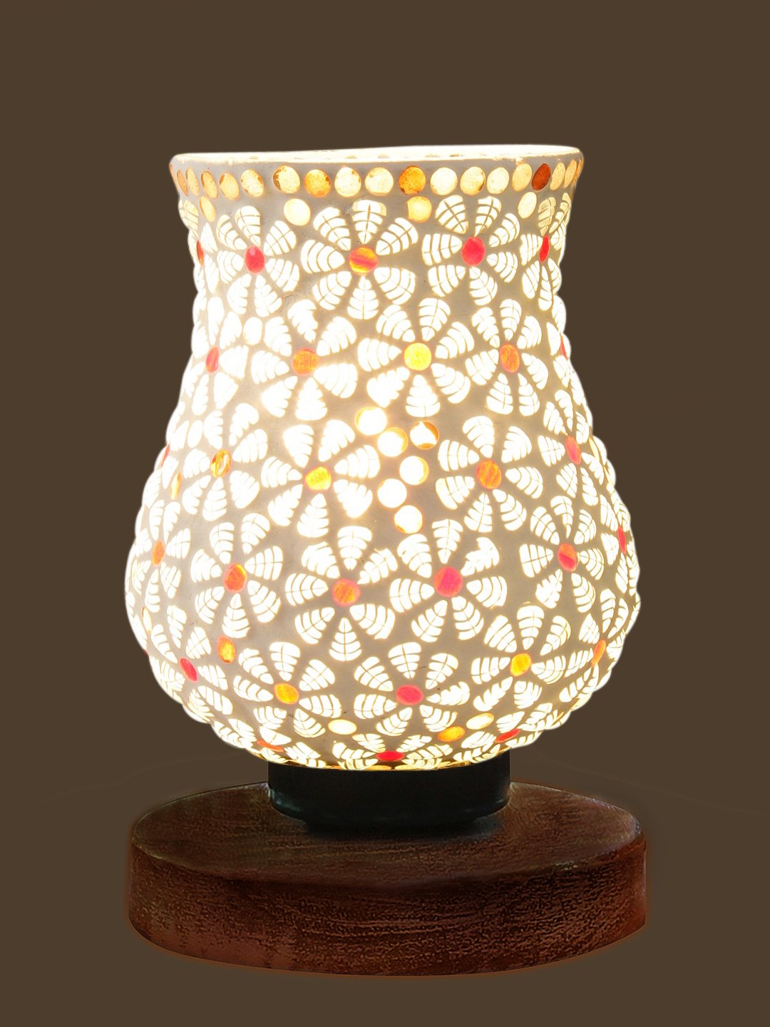 Ambika Home Aurora Mosaic Multicolor Mosaic Glass Table Lamp with Wooden Base | Premium Bedside Lamp for Bedroom, Living Room, Hall, Hotel, Café, Restaurant & Office | E27 Compatible - Image 5