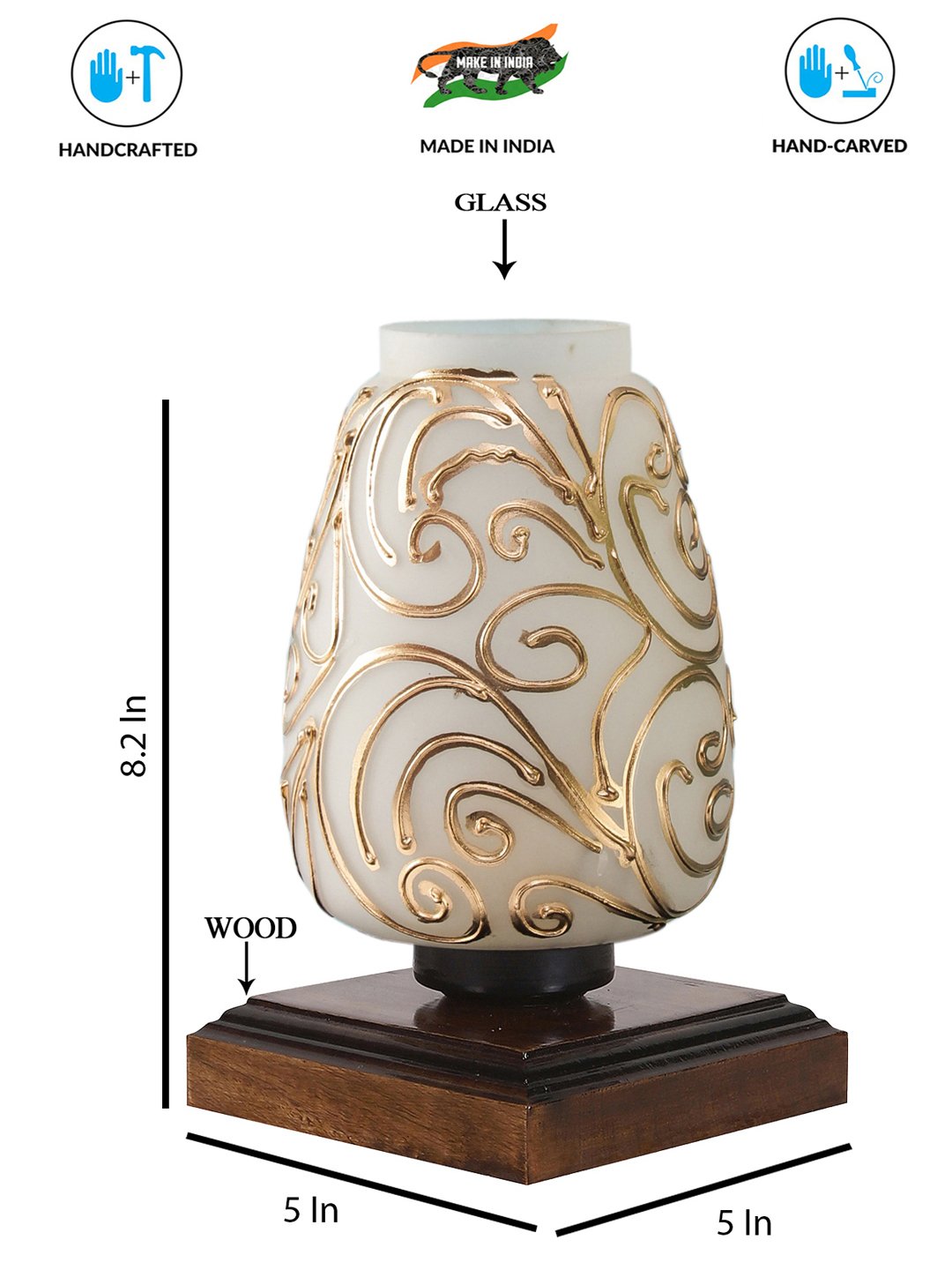 Ambika Home Bohemia Mosaic Multicolor Mosaic Glass Table Lamp with Wooden Base | Premium Bedside Lamp for Bedroom, Living Room, Hall, Hotel, Café, Restaurant & Office | E27 Compatible - Image 5