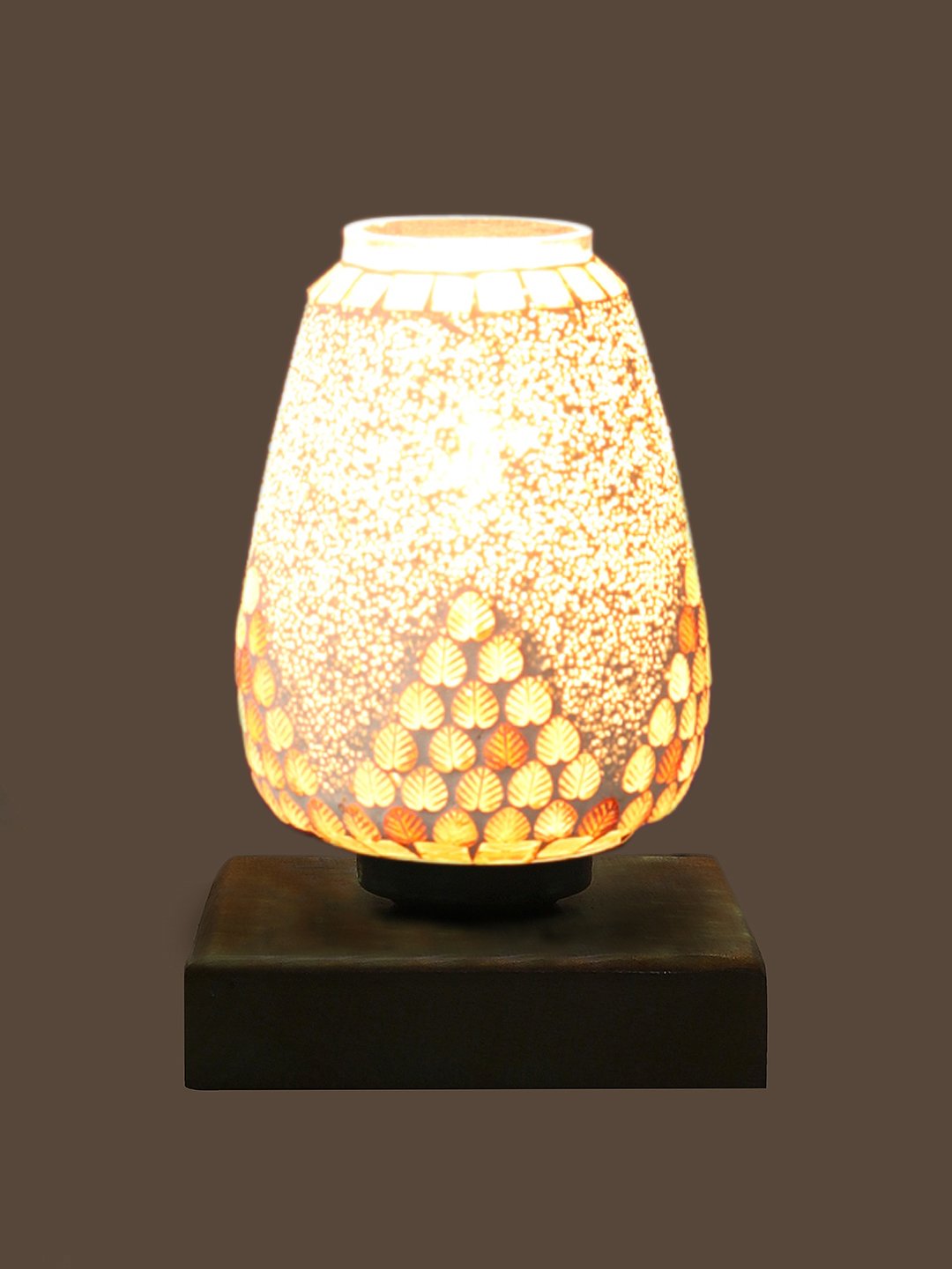 Ambika Home Nordic Mosaic Multicolor Mosaic Glass Table Lamp with Wooden Base | Premium Bedside Lamp for Bedroom, Living Room, Hall, Hotel, Café, Restaurant & Office | E27 Compatible - Image 4