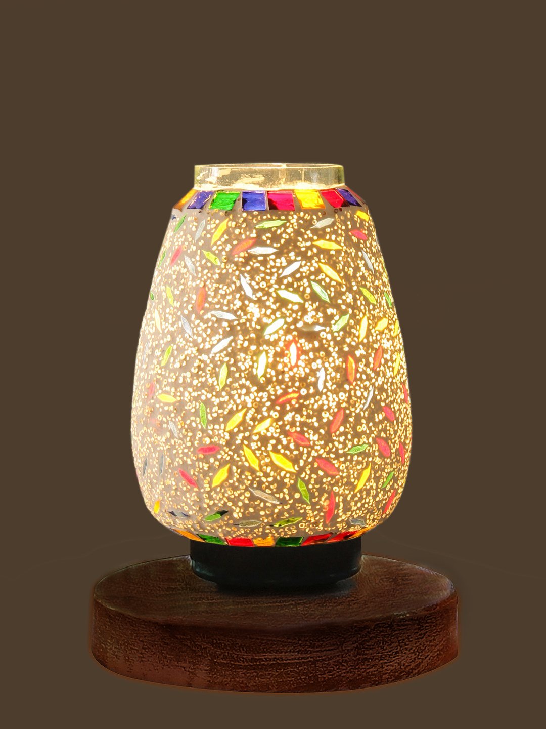 Ambika Home Royale Mosaic Multicolor Mosaic Glass Table Lamp with Wooden Base | Premium Bedside Lamp for Bedroom, Living Room, Hall, Hotel, Café, Restaurant & Office | E27 Compatible - Image 5