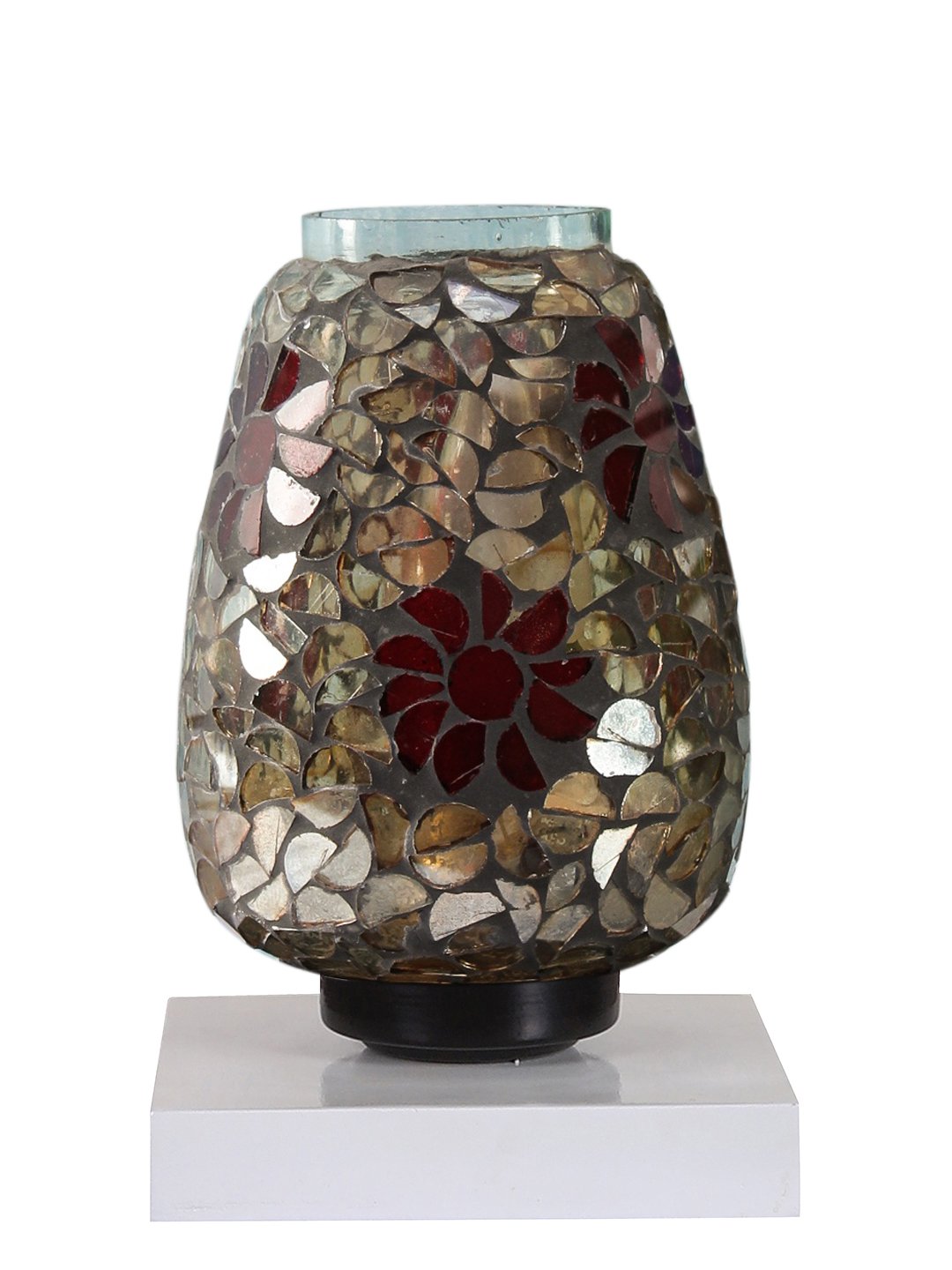 Ambika Home Nordic Mosaic Multicolor Mosaic Glass Table Lamp with Wooden Base | Premium Bedside Lamp for Bedroom, Living Room, Hall, Hotel, Café, Restaurant & Office | E27 Compatible - Image 5