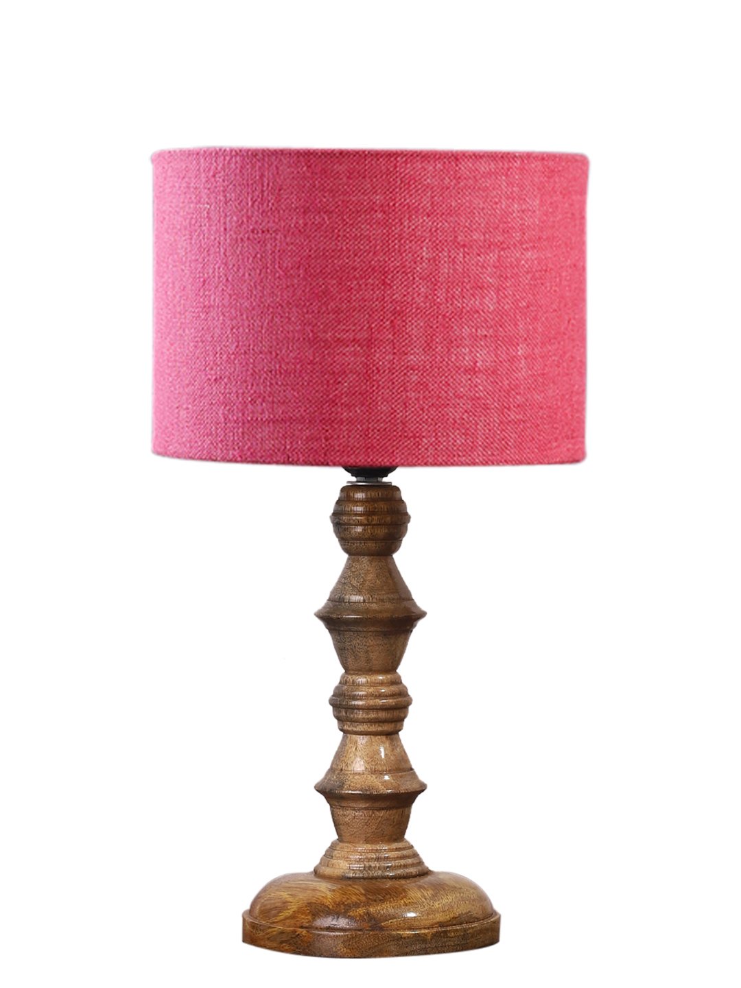 Ambika Home Pink Jute Wooden Table Lamp | Decorative Bedside Lamp for Bedroom, Living Room, Hall, Hotel, Café, Restaurant, Office & Study Room | E27 Compatible - Image 5