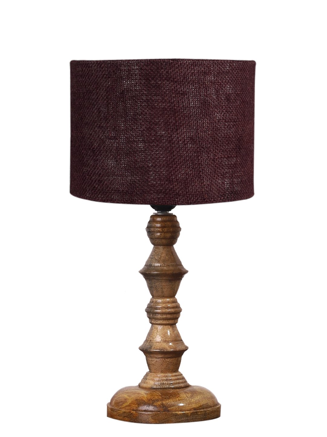 Ambika Home Brown Jute Wooden Table Lamp | Decorative Bedside Lamp for Bedroom, Living Room, Hall, Hotel, Café, Restaurant, Office & Study Room | E27 Compatible - Image 5