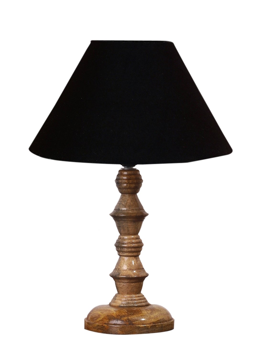 Ambika Home Black cotton Wooden Table Lamp | Decorative Bedside Lamp for Bedroom, Living Room, Hall, Hotel, Café, Restaurant, Office & Study Room | E27 Compatible - Image 5