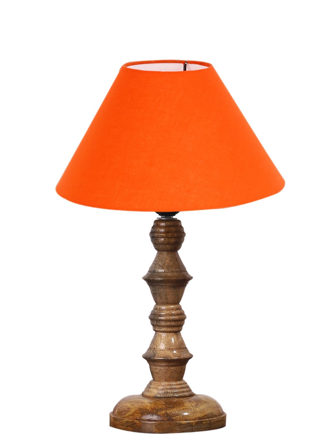 Ambika Home Orange cotton Wooden Table Lamp | Decorative Bedside Lamp for Bedroom, Living Room, Hall, Hotel, Café, Restaurant, Office & Study Room | E27 Compatible - Image 5