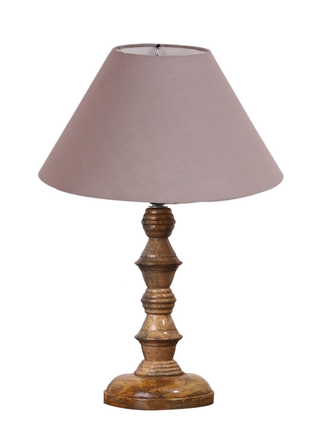 Ambika Home Grey cotton Wooden Table Lamp | Decorative Bedside Lamp for Bedroom, Living Room, Hall, Hotel, Café, Restaurant, Office & Study Room | E27 Compatible - Image 5