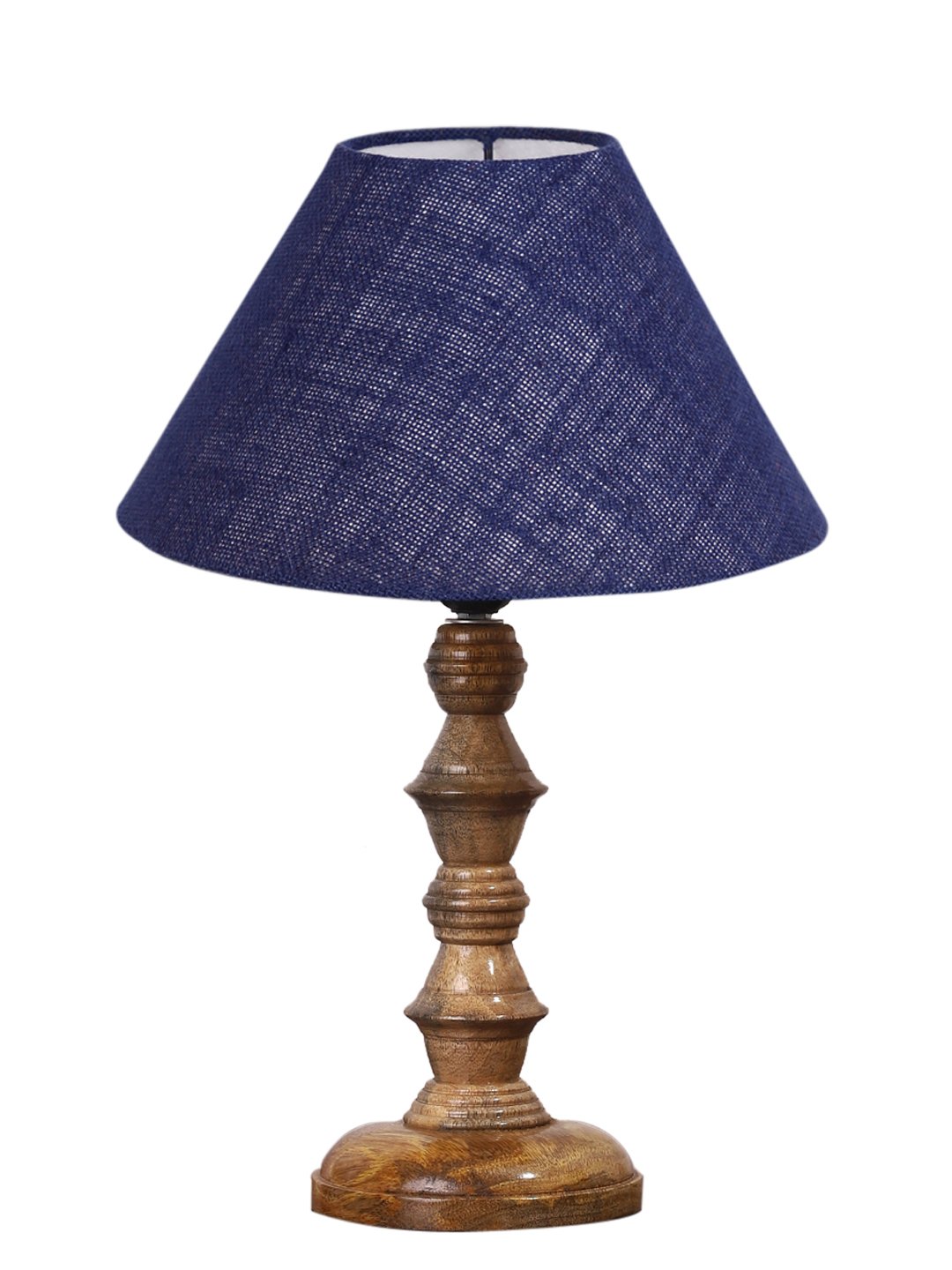 Ambika Home Blue Jute Wooden Table Lamp | Decorative Bedside Lamp for Bedroom, Living Room, Hall, Hotel, Café, Restaurant, Office & Study Room | E27 Compatible - Image 5