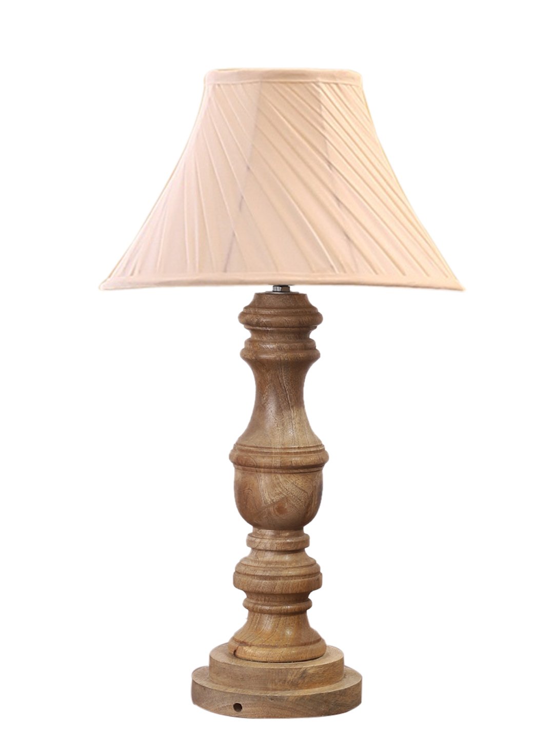 Ambika Home off-white cotton Wooden Table Lamp | Decorative Bedside Lamp for Bedroom, Living Room, Hall, Hotel, Café, Restaurant, Office & Study Room | E27 Compatible - Image 5