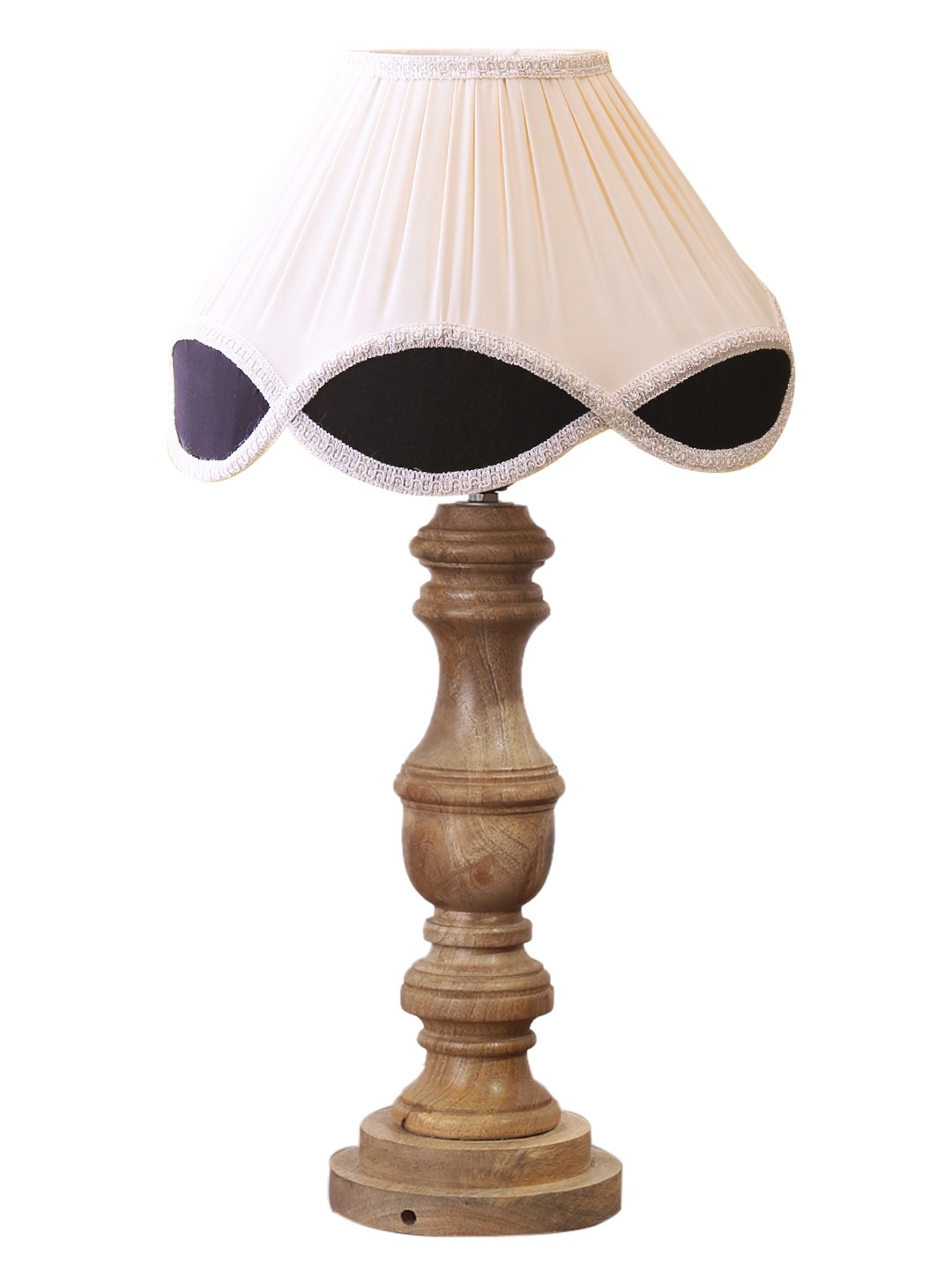 Ambika Home off-white cotton Wooden Table Lamp | Decorative Bedside Lamp for Bedroom, Living Room, Hall, Hotel, Café, Restaurant, Office & Study Room | E27 Compatible - Image 5