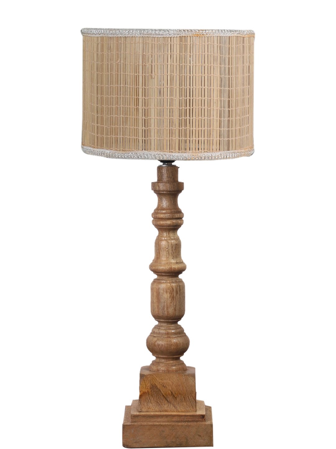 Ambika Home Beige Bamboo Wooden Table Lamp | Decorative Bedside Lamp for Bedroom, Living Room, Hall, Hotel, Café, Restaurant, Office & Study Room | E27 Compatible - Image 5