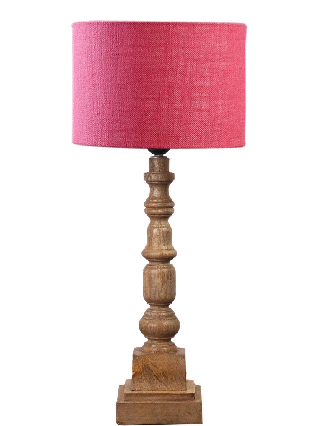 Ambika Home Pink Jute Wooden Table Lamp | Decorative Bedside Lamp for Bedroom, Living Room, Hall, Hotel, Café, Restaurant, Office & Study Room | E27 Compatible - Image 5