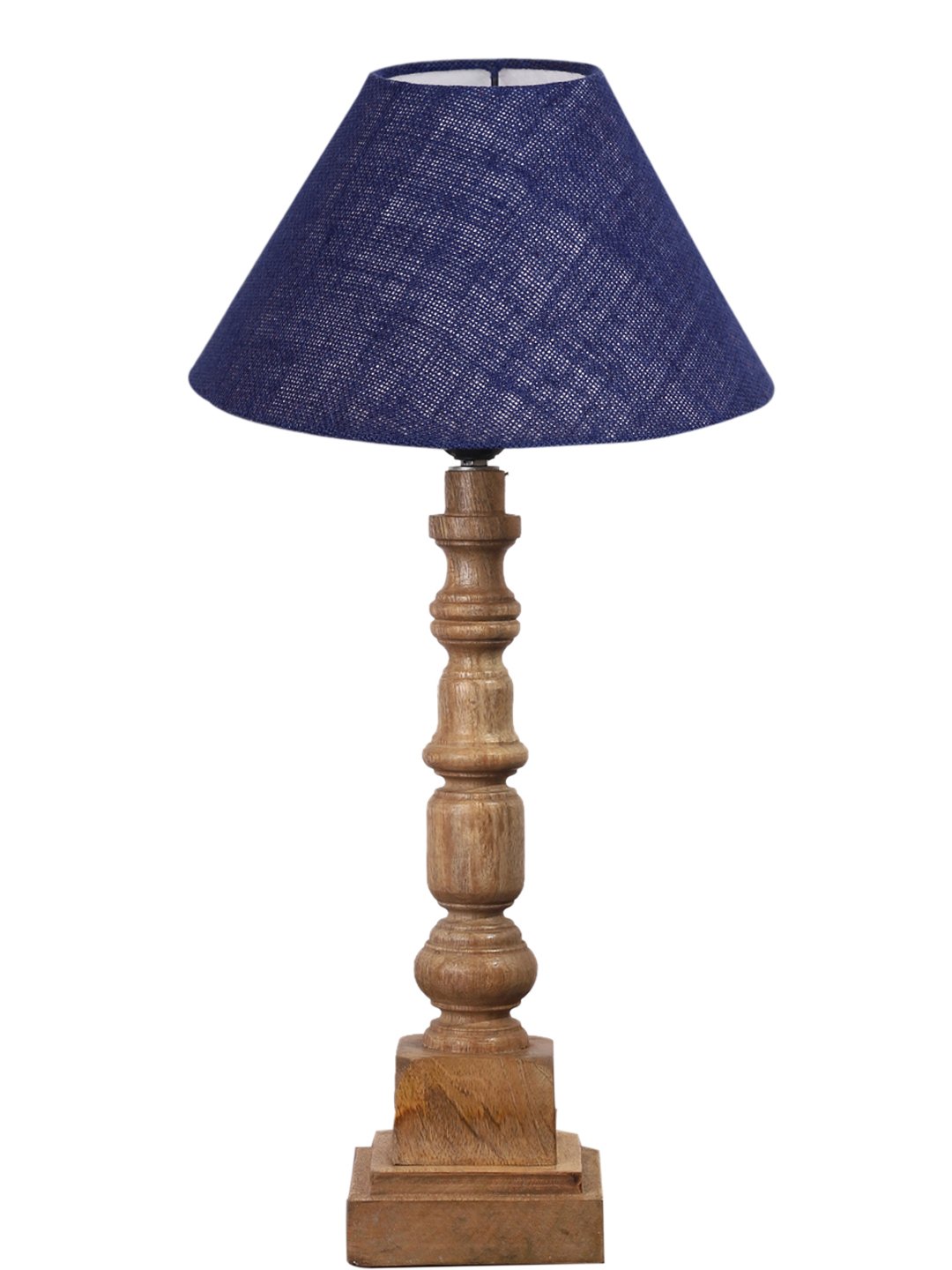 Ambika Home Blue Jute Wooden Table Lamp | Decorative Bedside Lamp for Bedroom, Living Room, Hall, Hotel, Café, Restaurant, Office & Study Room | E27 Compatible - Image 5