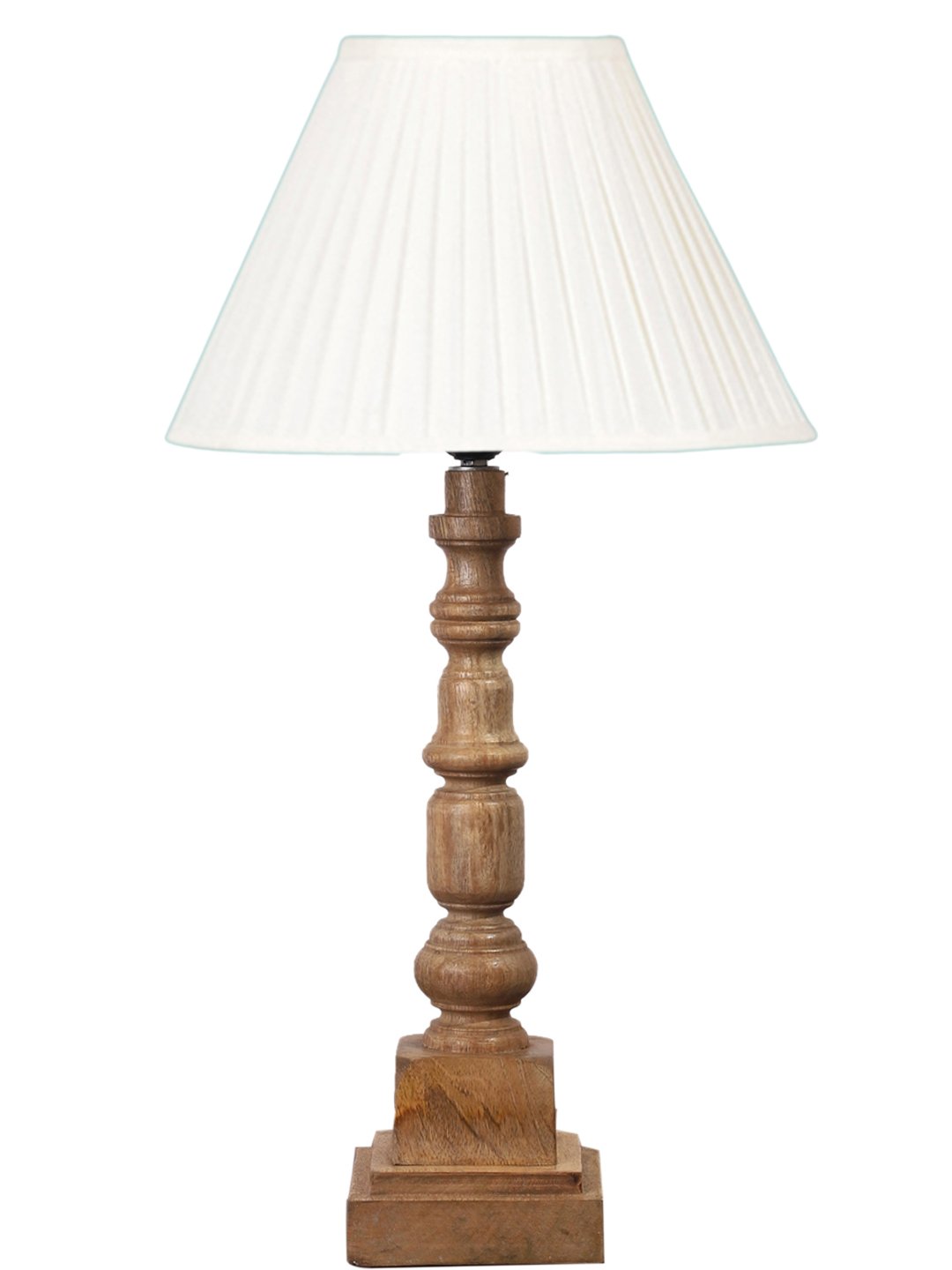 Ambika Home off-white cotton Wooden Table Lamp | Decorative Bedside Lamp for Bedroom, Living Room, Hall, Hotel, Café, Restaurant, Office & Study Room | E27 Compatible - Image 5