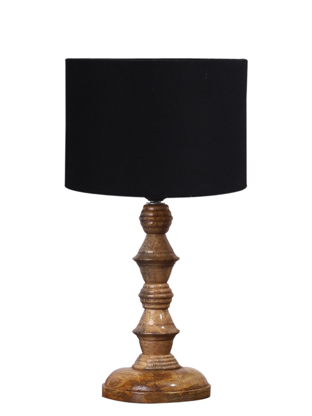 Ambika Home Black cotton Wooden Table Lamp | Decorative Bedside Lamp for Bedroom, Living Room, Hall, Hotel, Café, Restaurant, Office & Study Room | E27 Compatible - Image 5