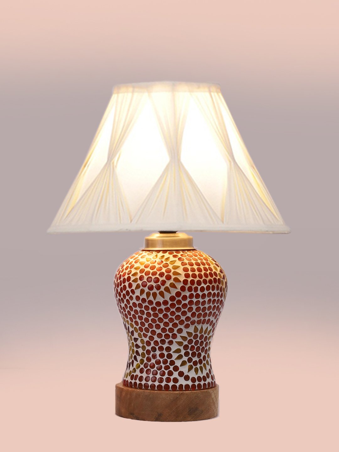 Ambika Home Multicolor Cotton Mosaic Glass Table Lamp | Decorative Bedside Lamp for Bedroom, Living Room, Hall, Hotel, Café, Restaurant, Office & Study Room | E27 Compatible - Image 6
