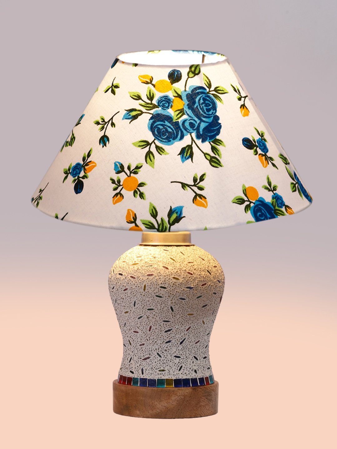 Ambika Home Multicolor Cotton Mosaic Glass Table Lamp | Decorative Bedside Lamp for Bedroom, Living Room, Hall, Hotel, Café, Restaurant, Office & Study Room | E27 Compatible - Image 6