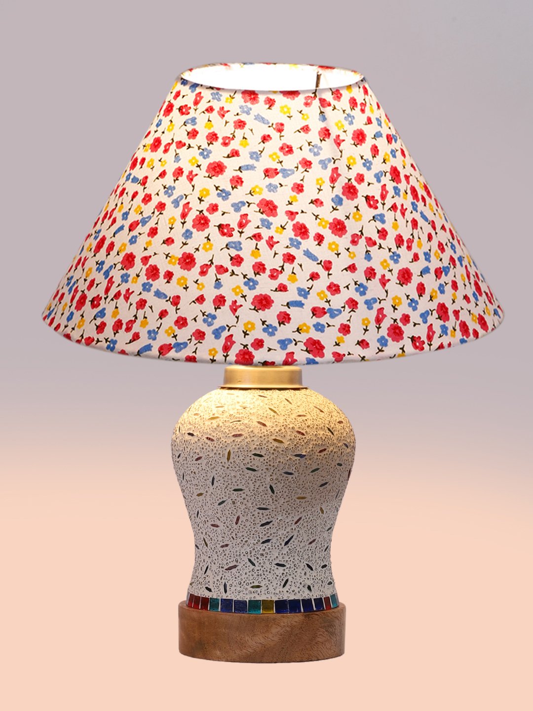 Ambika Home Multicolor Cotton Mosaic Glass Table Lamp | Decorative Bedside Lamp for Bedroom, Living Room, Hall, Hotel, Café, Restaurant, Office & Study Room | E27 Compatible - Image 6